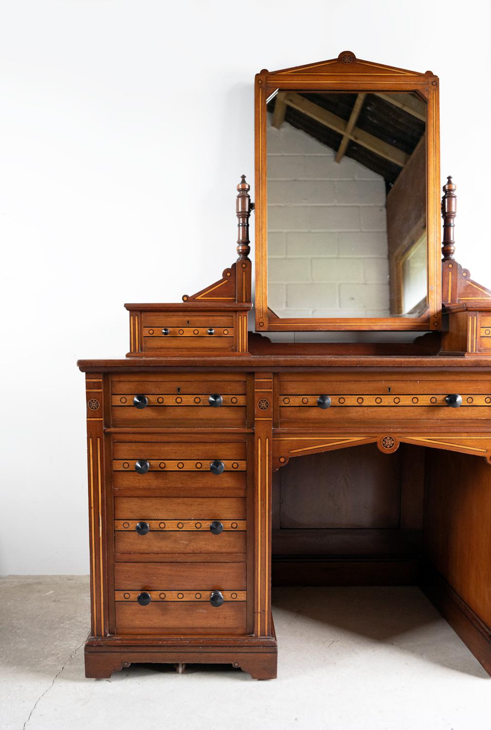Ebonized Antique Aesthetic Movement/Gothic Revival Dressing Table By Collier & Plucknett For Sale