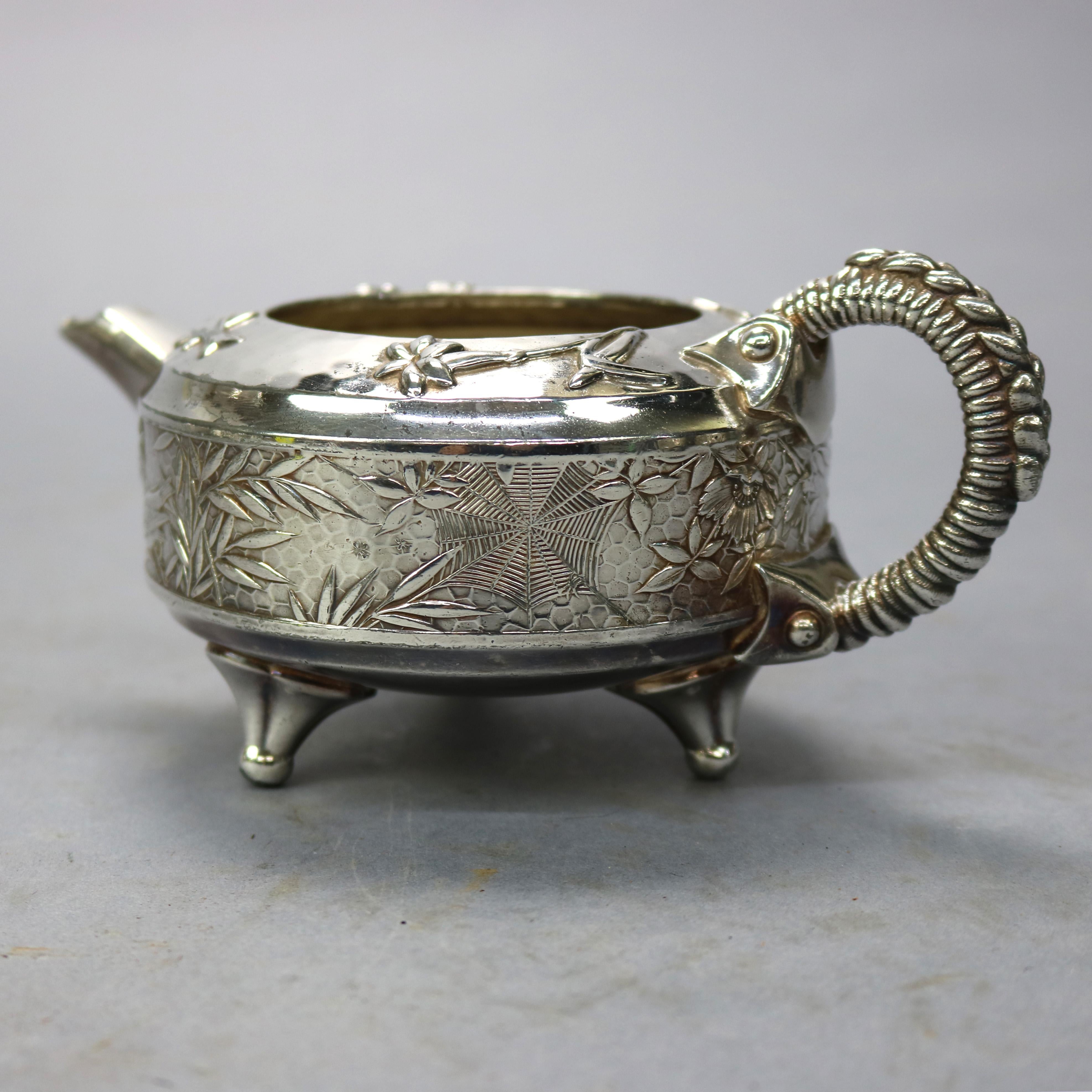 Antique Aesthetic Movement Hammered Silver Plate Tea Set by Rogers, 1870 6