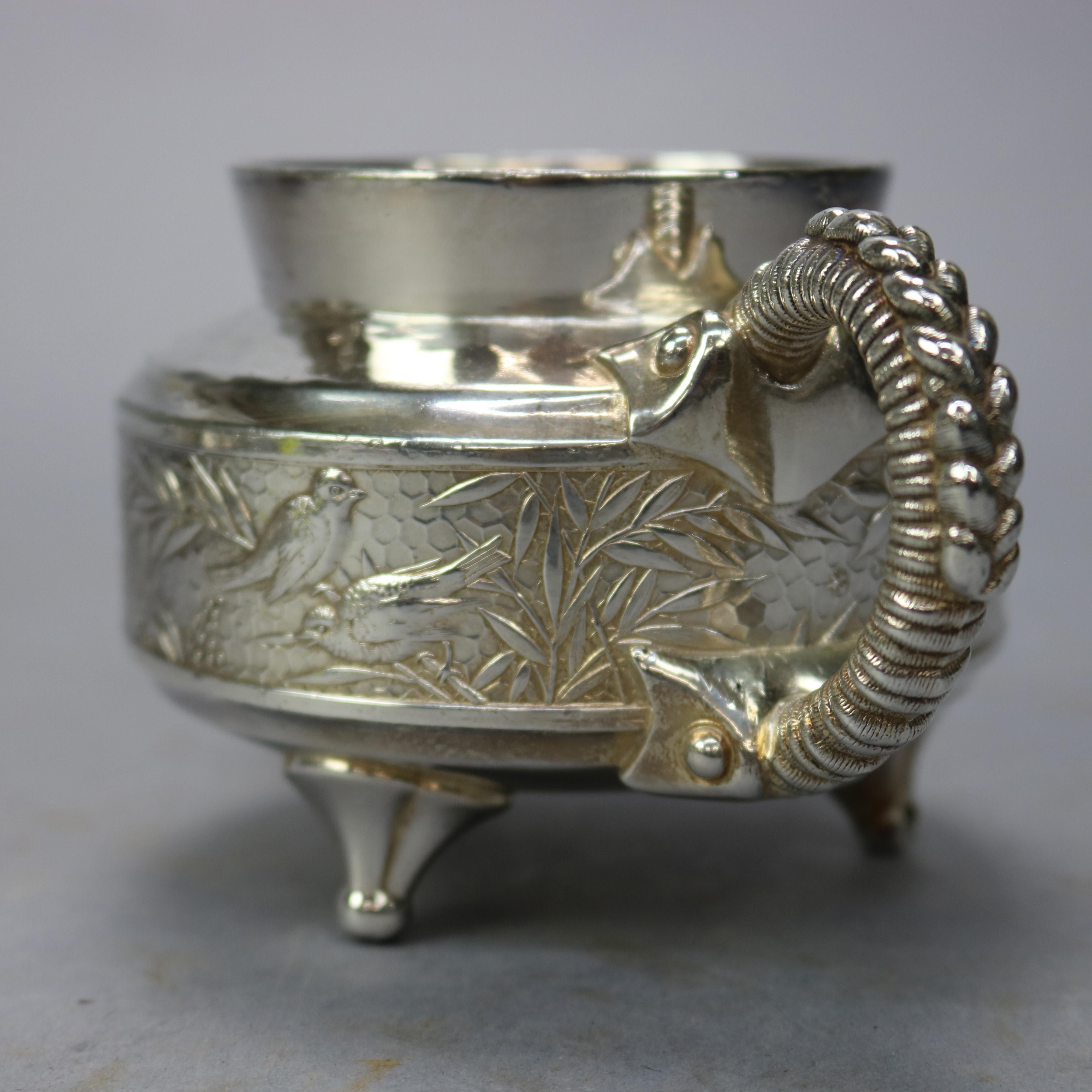 Antique Aesthetic Movement Hammered Silver Plate Tea Set by Rogers, 1870 7