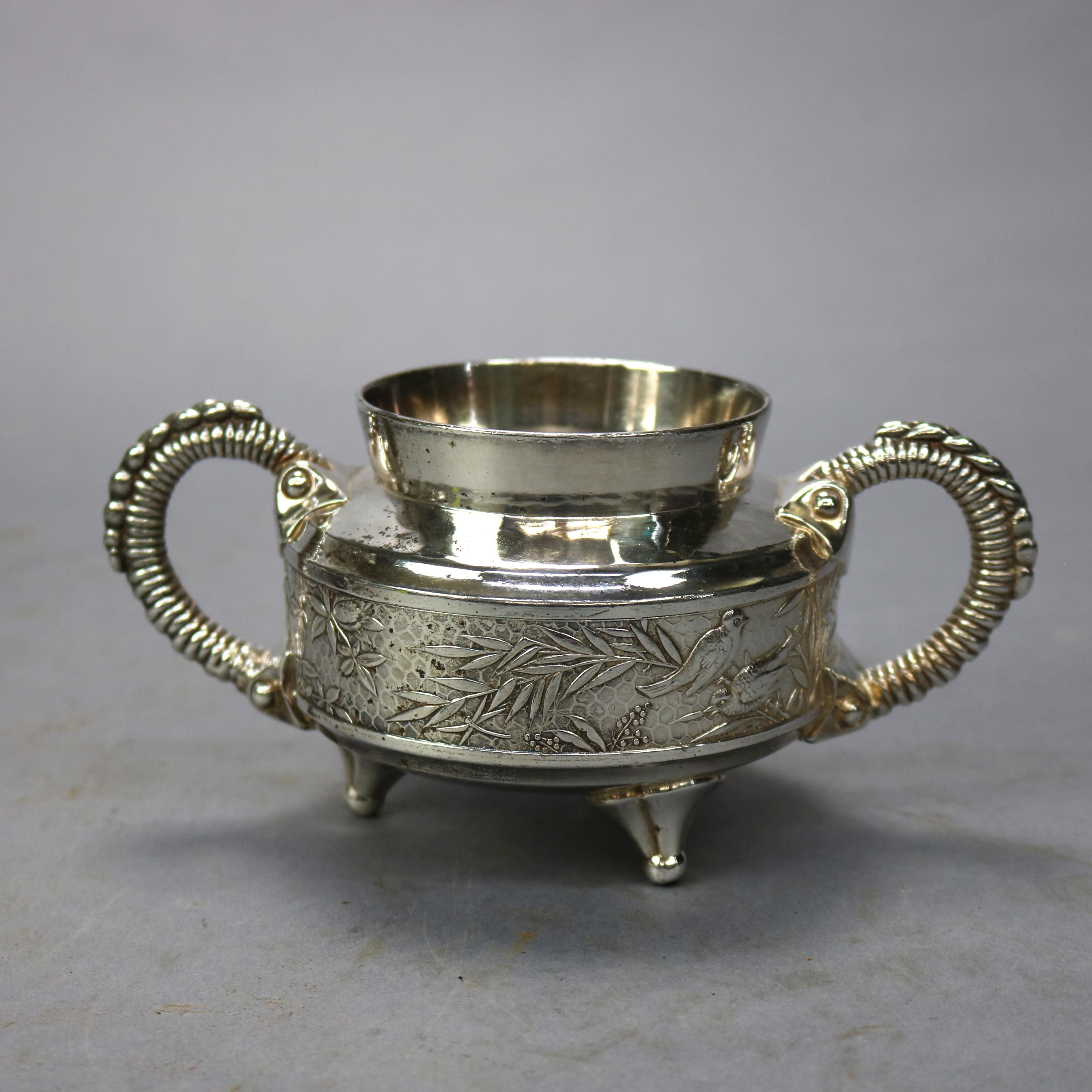 Antique Aesthetic Movement Hammered Silver Plate Tea Set by Rogers, 1870 10