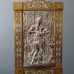 Aesthetic Movement High Relief Brass and Gilt Silver Wall Plaque, circa 1870