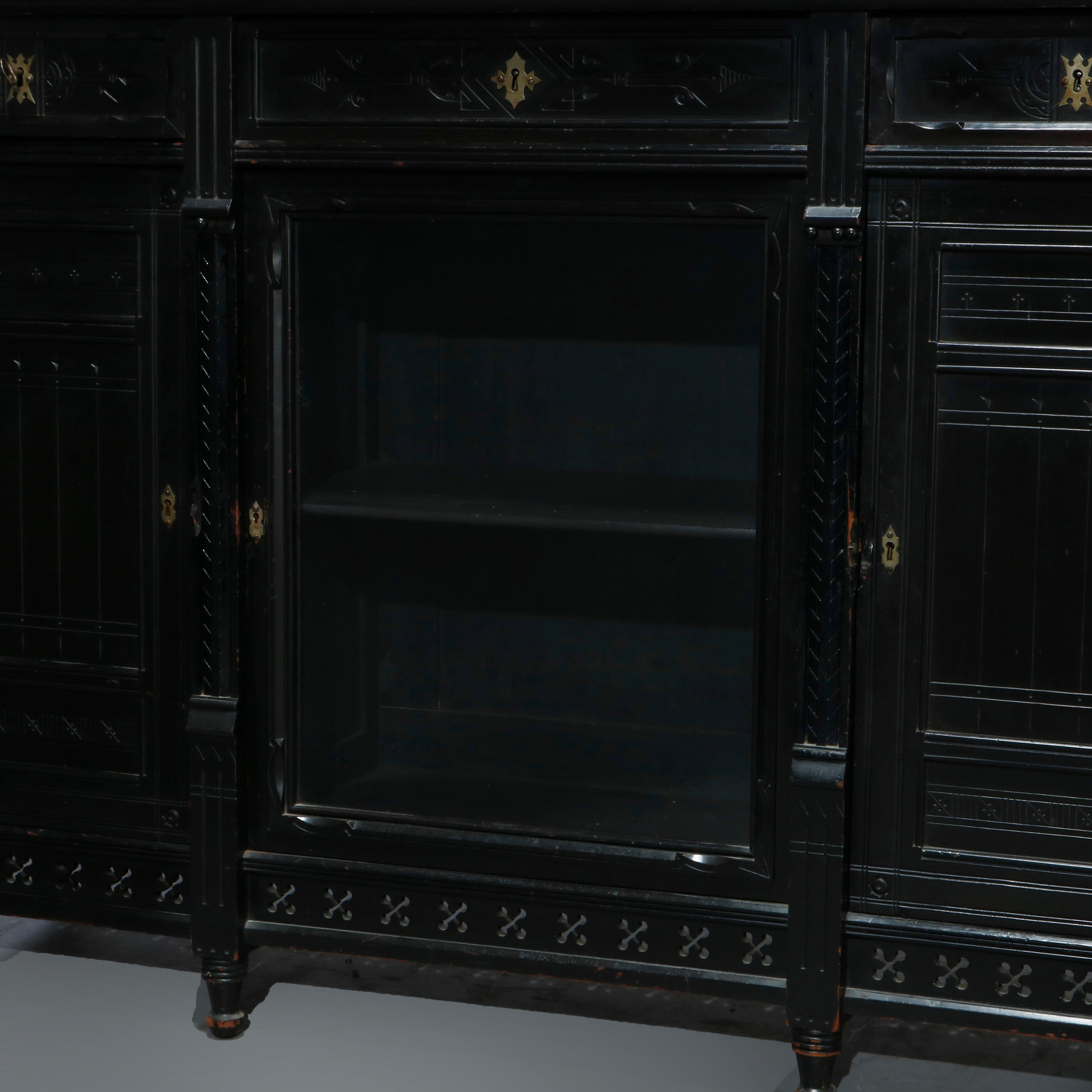 Antique Aesthetic Movement Kimbel & Cabus School Ebonized Credenza, c1870 9