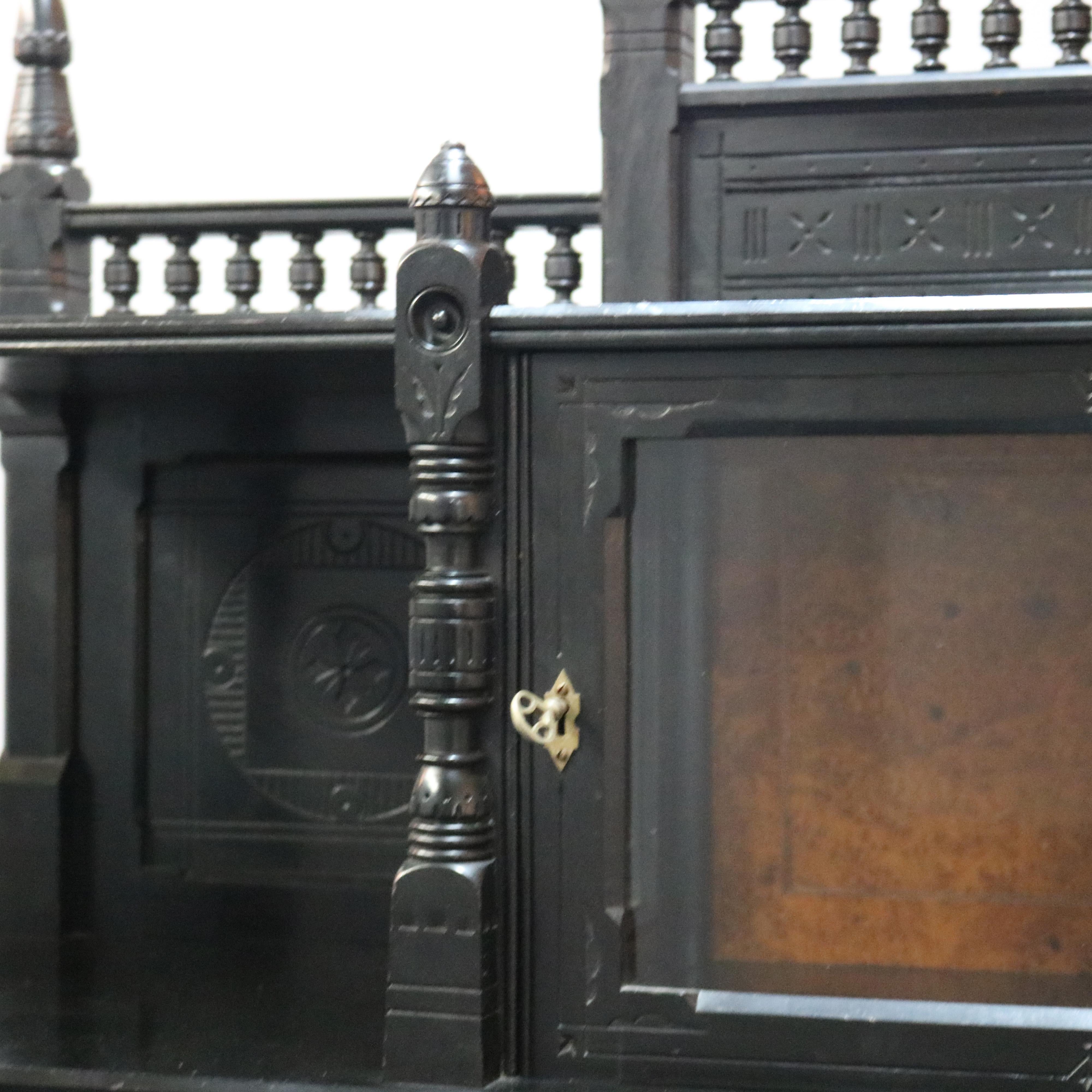 Antique Aesthetic Movement Kimbel & Cabus School Ebonized Credenza, c1870 In Good Condition In Big Flats, NY