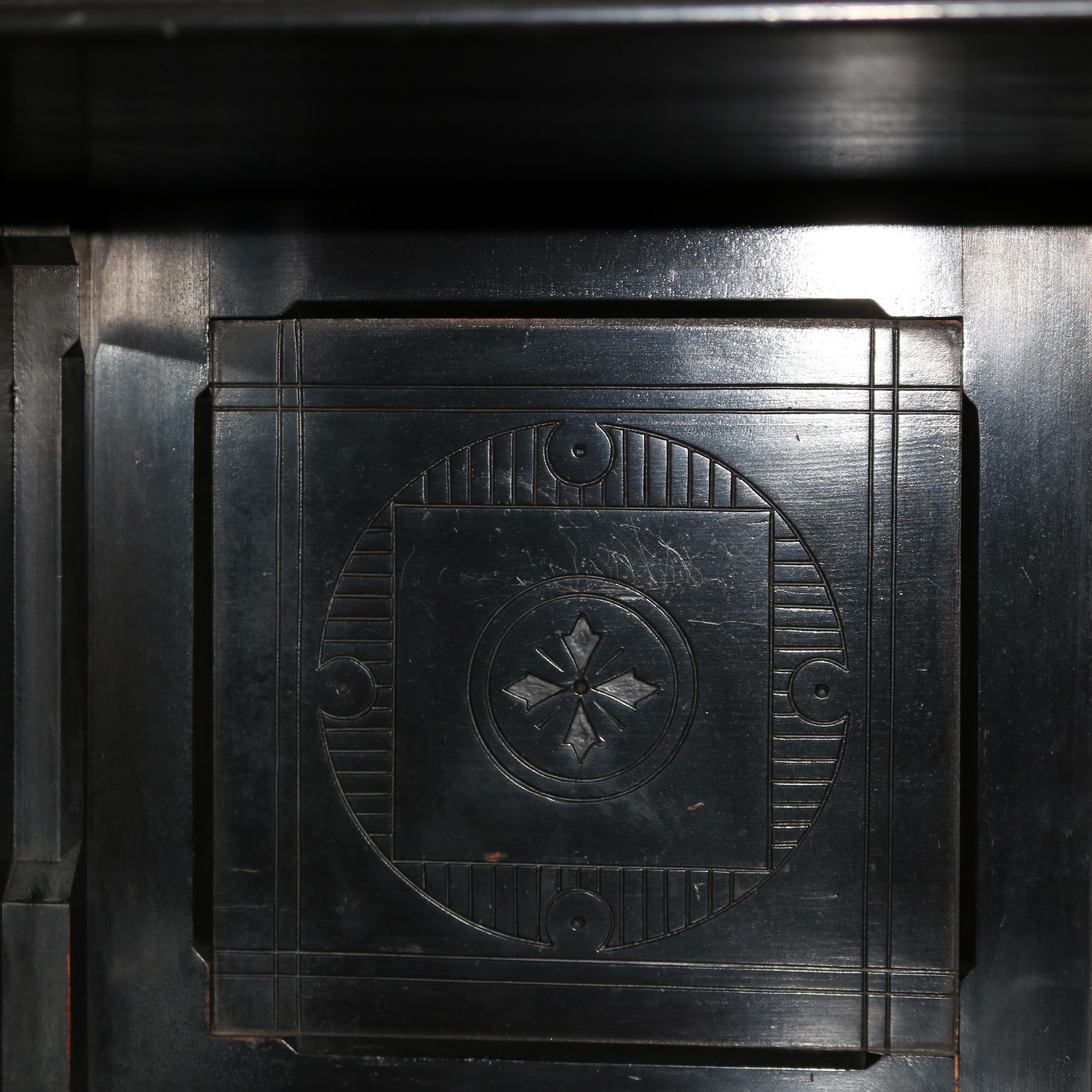 19th Century Antique Aesthetic Movement Kimbel & Cabus School Ebonized Credenza, c1870