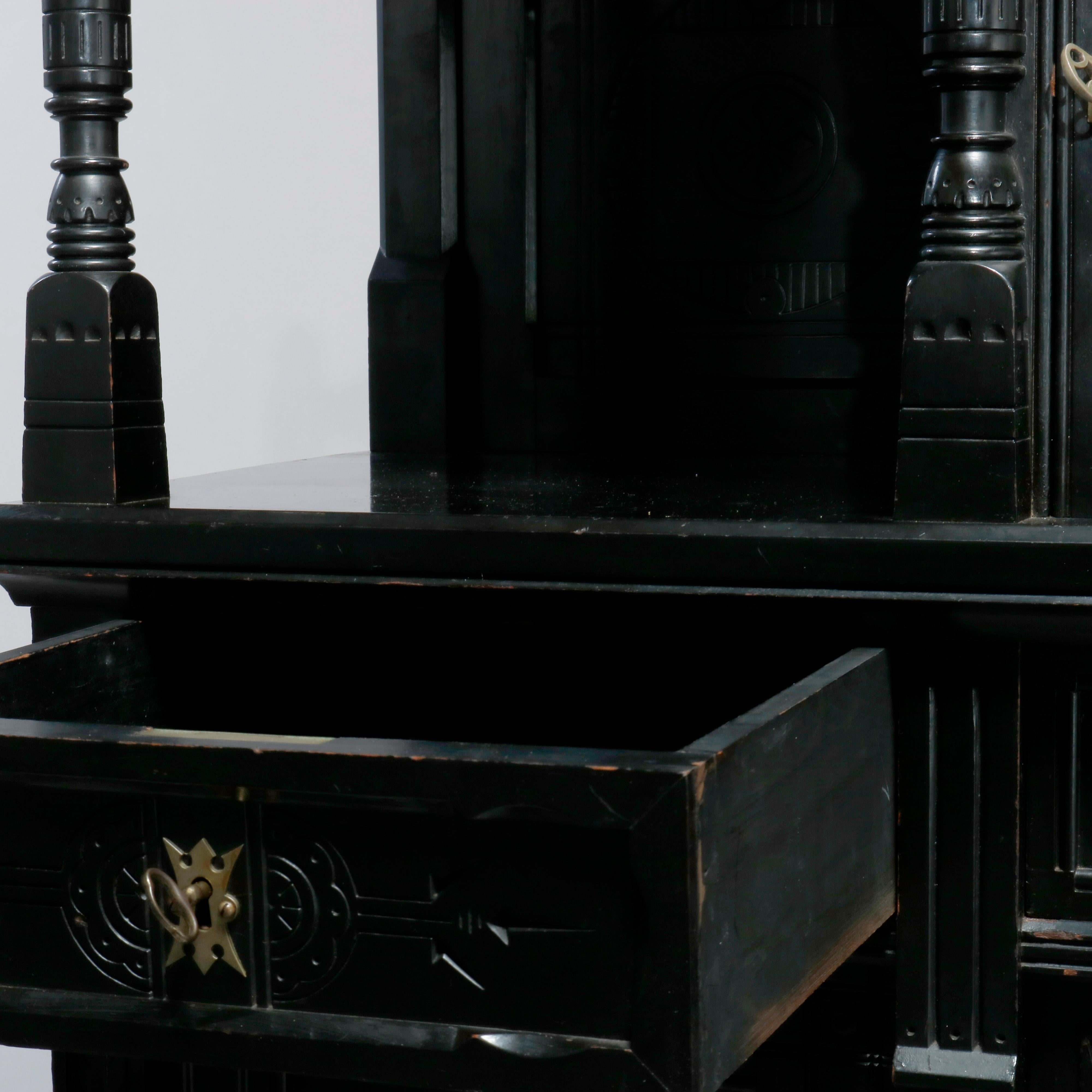 Antique Aesthetic Movement Kimbel & Cabus School Ebonized Credenza, c1870 2