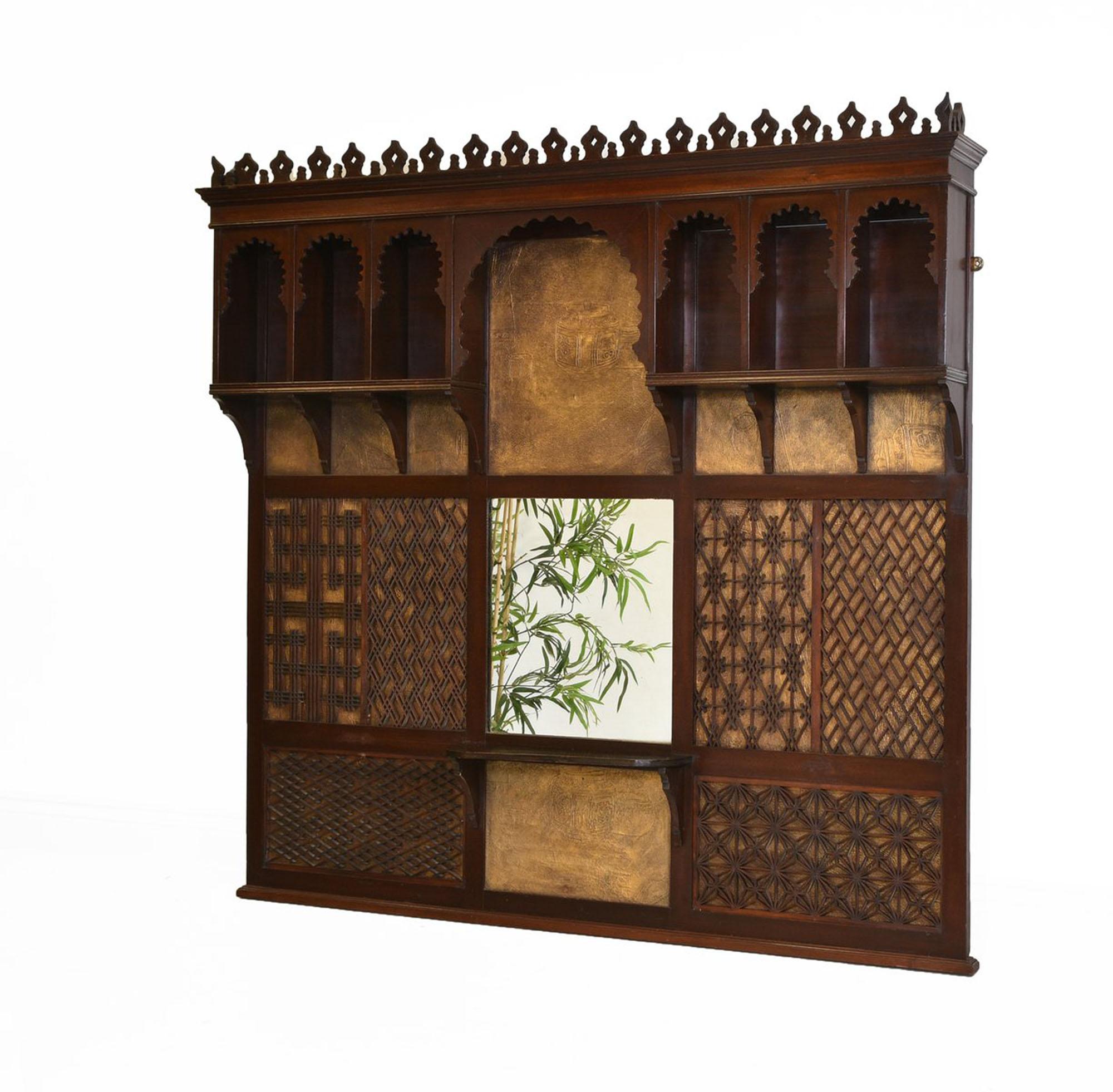 Antique Aesthetic Movement Large Decorative Wall Mantle Moorish Mirror 5