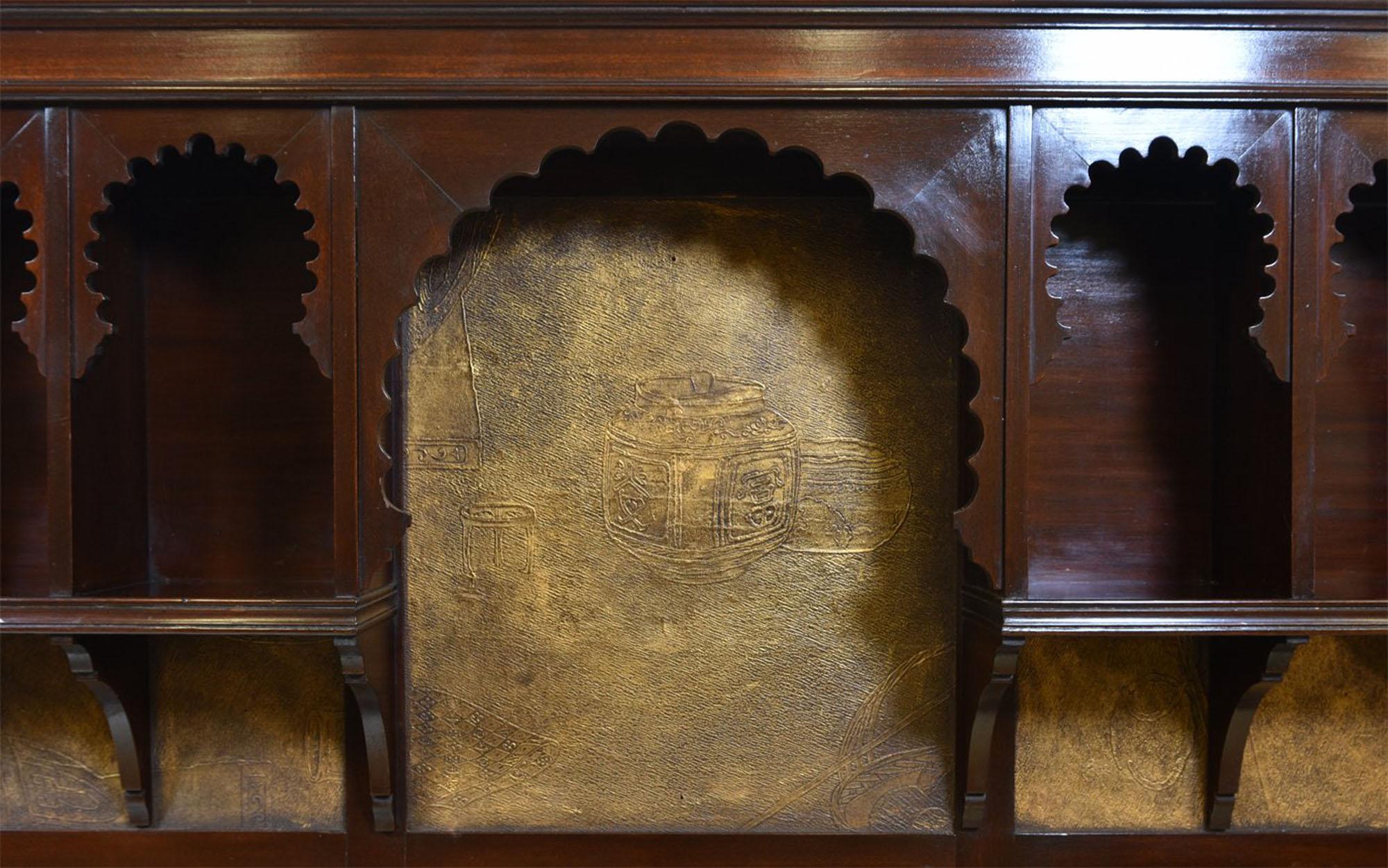 English Antique Aesthetic Movement Large Decorative Wall Mantle Moorish Mirror