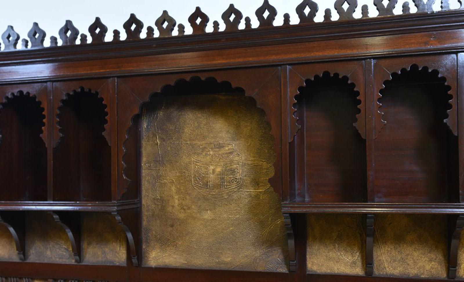 Embossed Antique Aesthetic Movement Large Decorative Wall Mantle Moorish Mirror