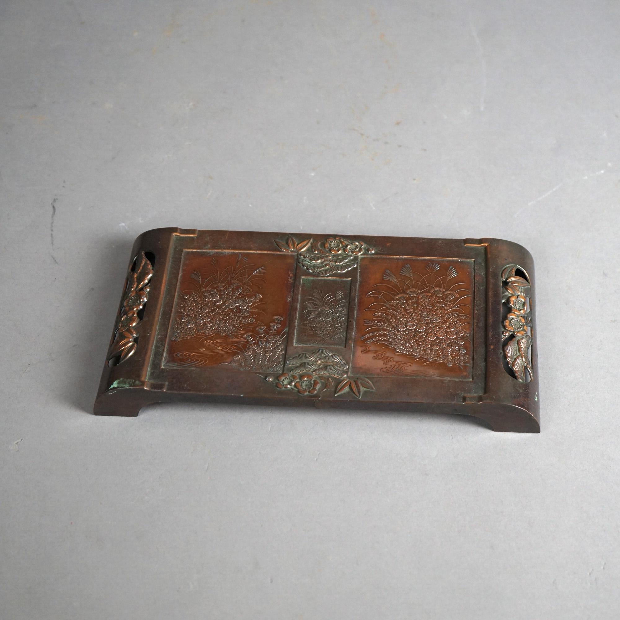 Antique Aesthetic Movement Mixed Metal Desk Organizer C1870 For Sale 3