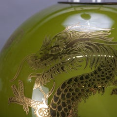 Antique Aesthetic Movement Parker Electrified GWW Gilt Dragon Oil Lamp