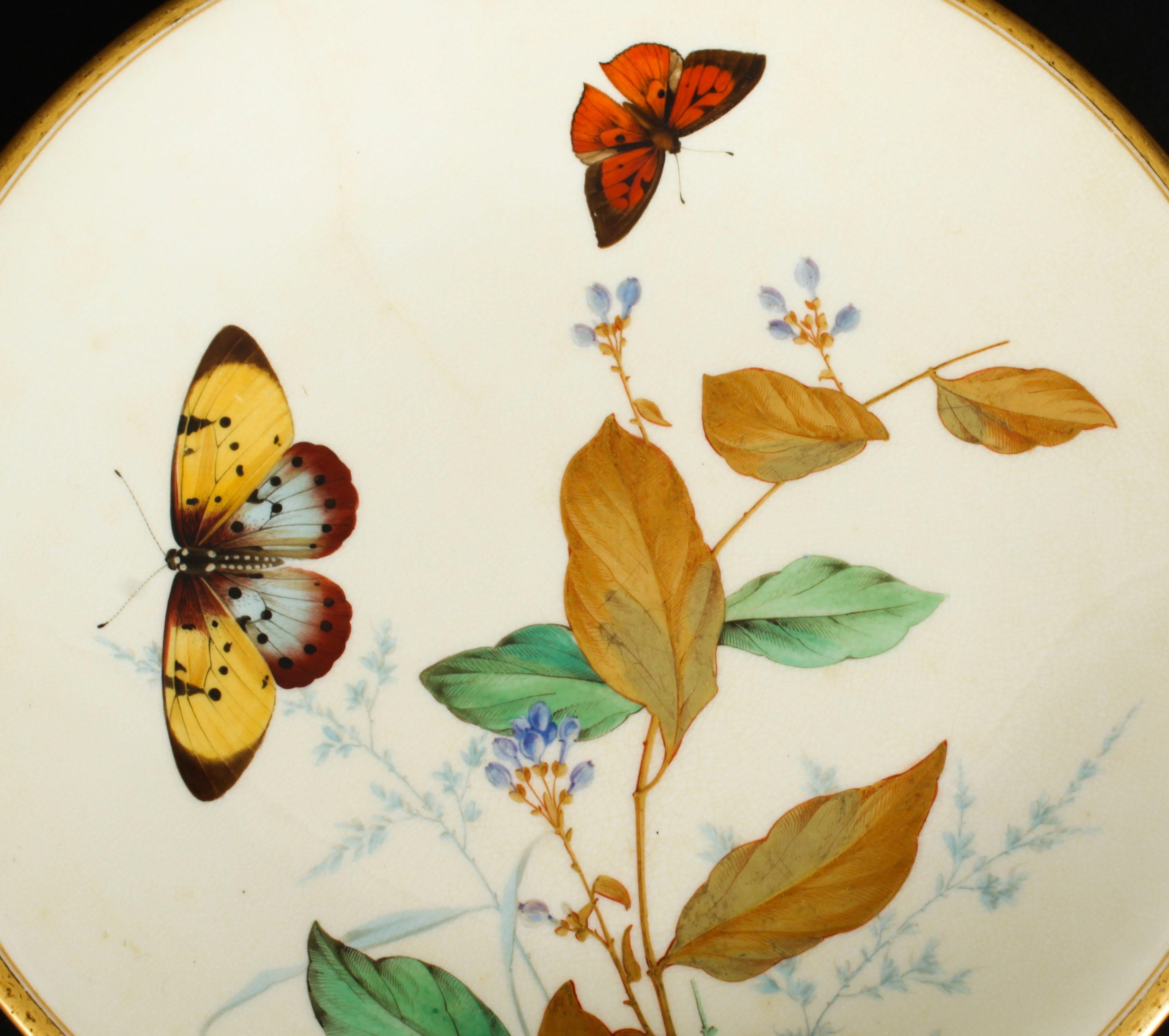 English Antique Aesthetic Movement Porcelain Cabinet Plate Minton, 19th C