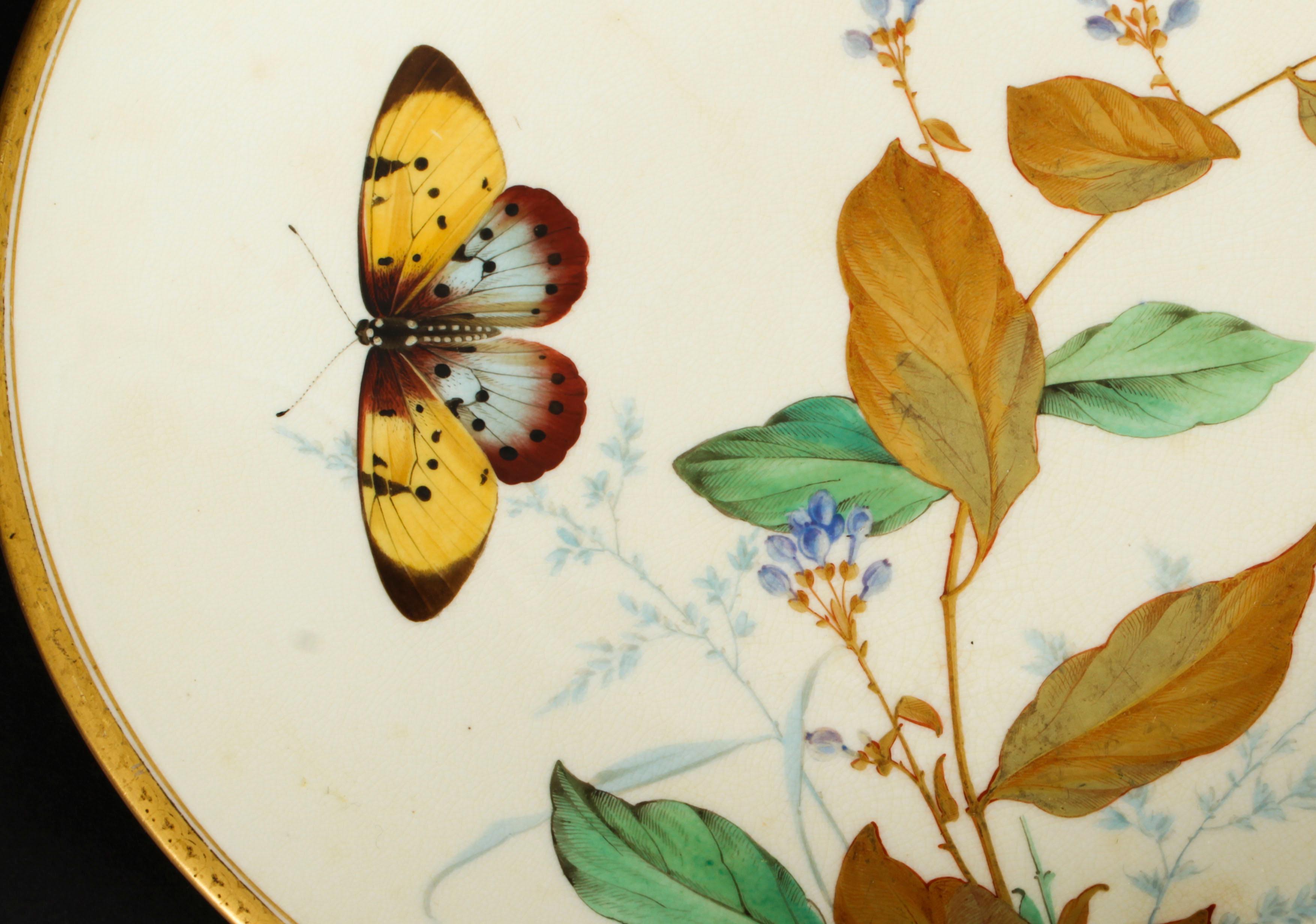 Antique Aesthetic Movement Porcelain Cabinet Plate Minton, 19th C 1