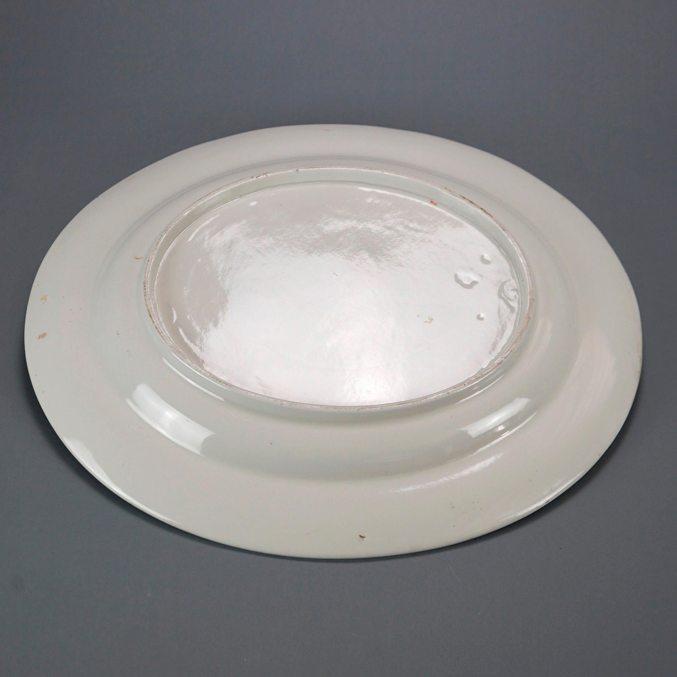 Antique Aesthetic Movement Porcelain Platter, Bird & Garden Elements, 19th C. Bon état - En vente à Big Flats, NY