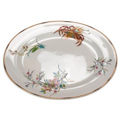 Antique Aesthetic Movement Porcelain Platter, Bird & Garden Elements, 19th C