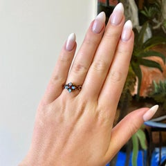 Antique Aesthetic Movement Ruby Opal Flower Cluster Ring