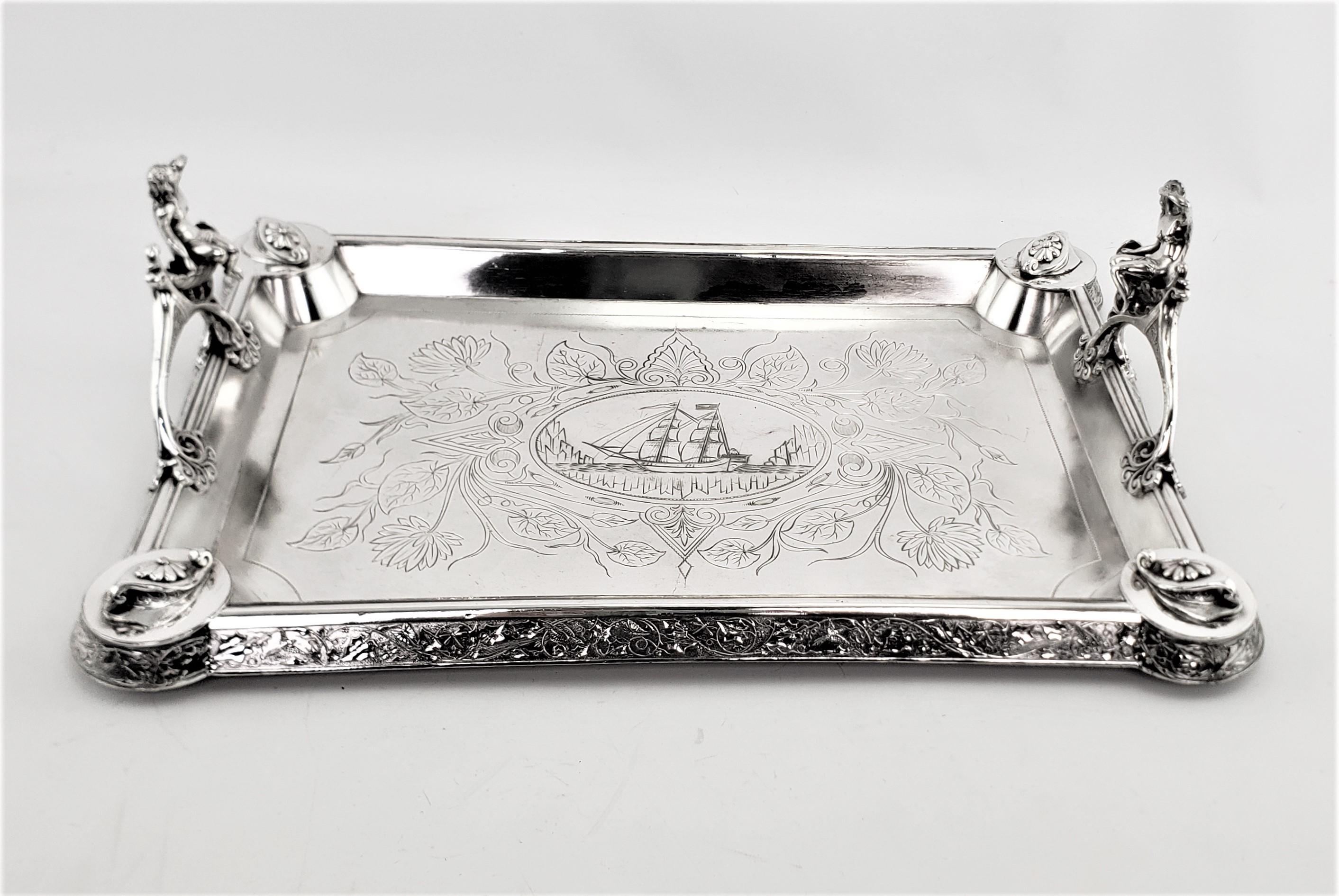 antique silver tray with handles