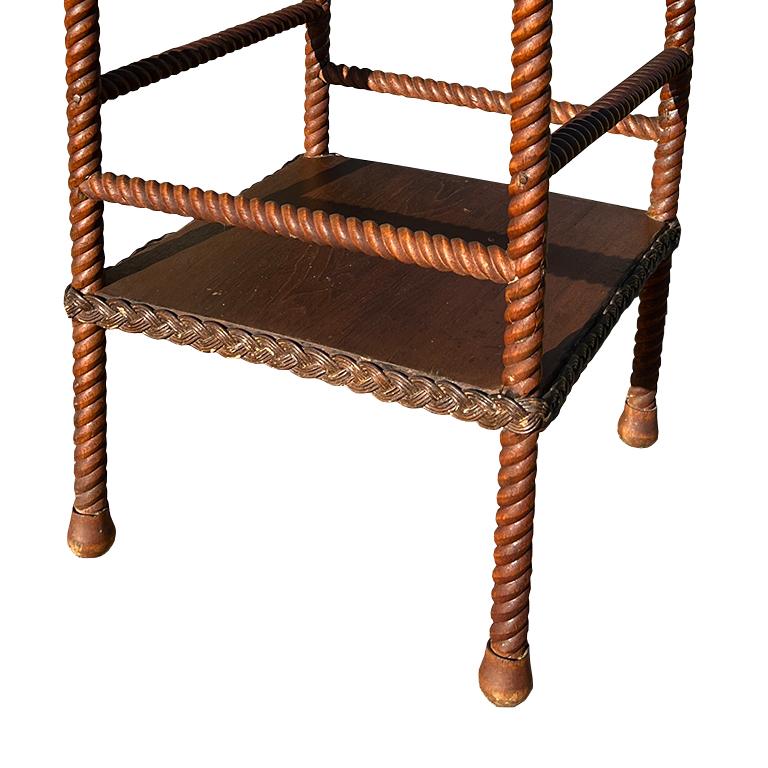 Victorian Antique Aesthetic Movement Spool-Turned and Rope-Carved Accent Table, c.1890 For Sale