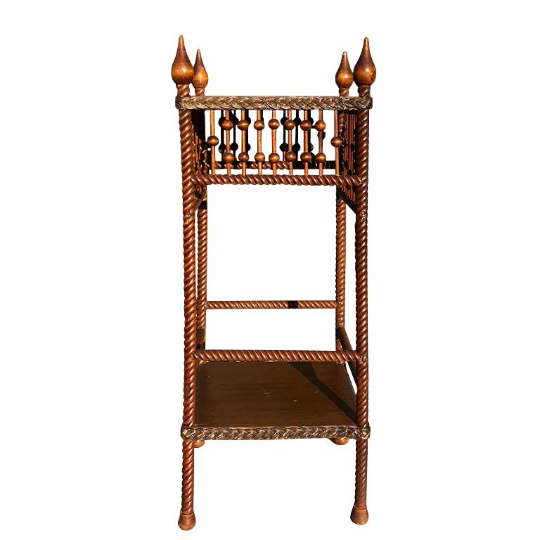 Antique Aesthetic Movement Spool-Turned and Rope-Carved Accent Table, c.1890 In Good Condition For Sale In Oklahoma City, OK