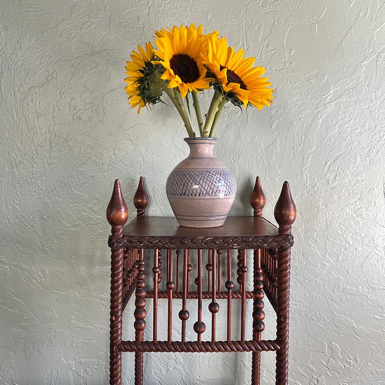19th Century Antique Aesthetic Movement Spool-Turned and Rope-Carved Accent Table, c.1890 For Sale