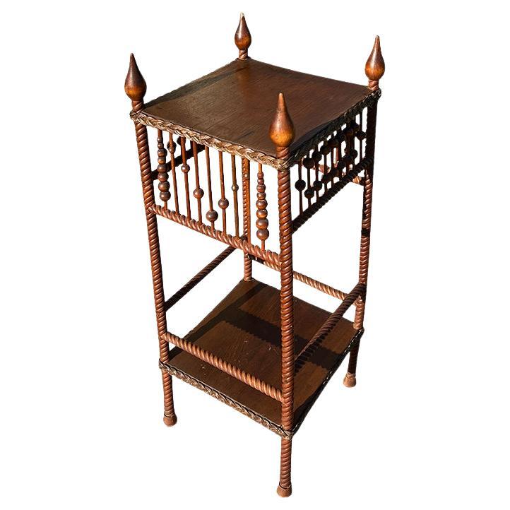 Antique Aesthetic Movement Spool-Turned and Rope-Carved Accent Table, c.1890 For Sale