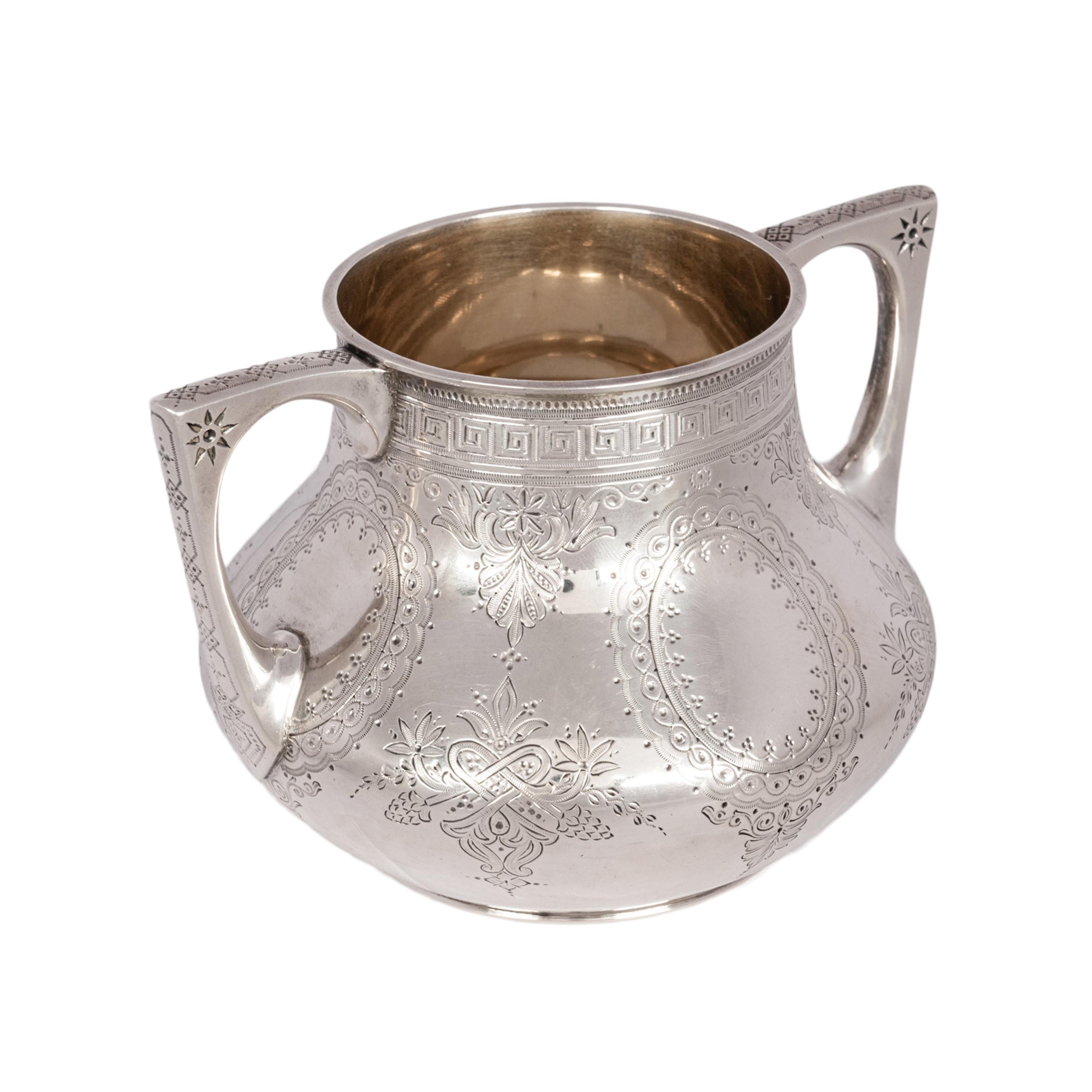 Antique Aesthetic Movement Sterling Silver Tea Set Barnard Brothers London 1878 For Sale 7