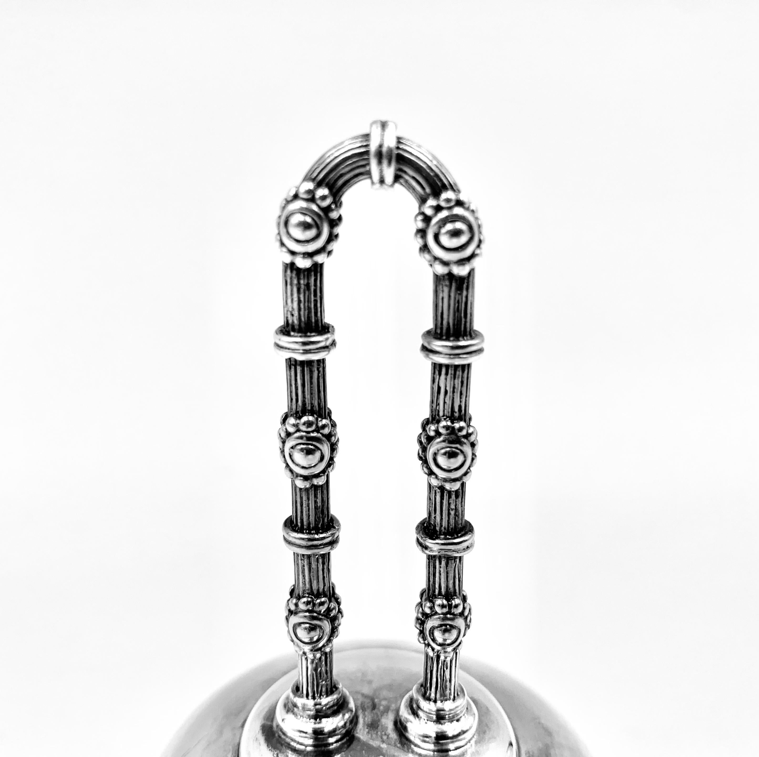 American Antique Aesthetic Movement Tiffany & Co. Sterling Silver Bell on Stand 1873-1891 For Sale