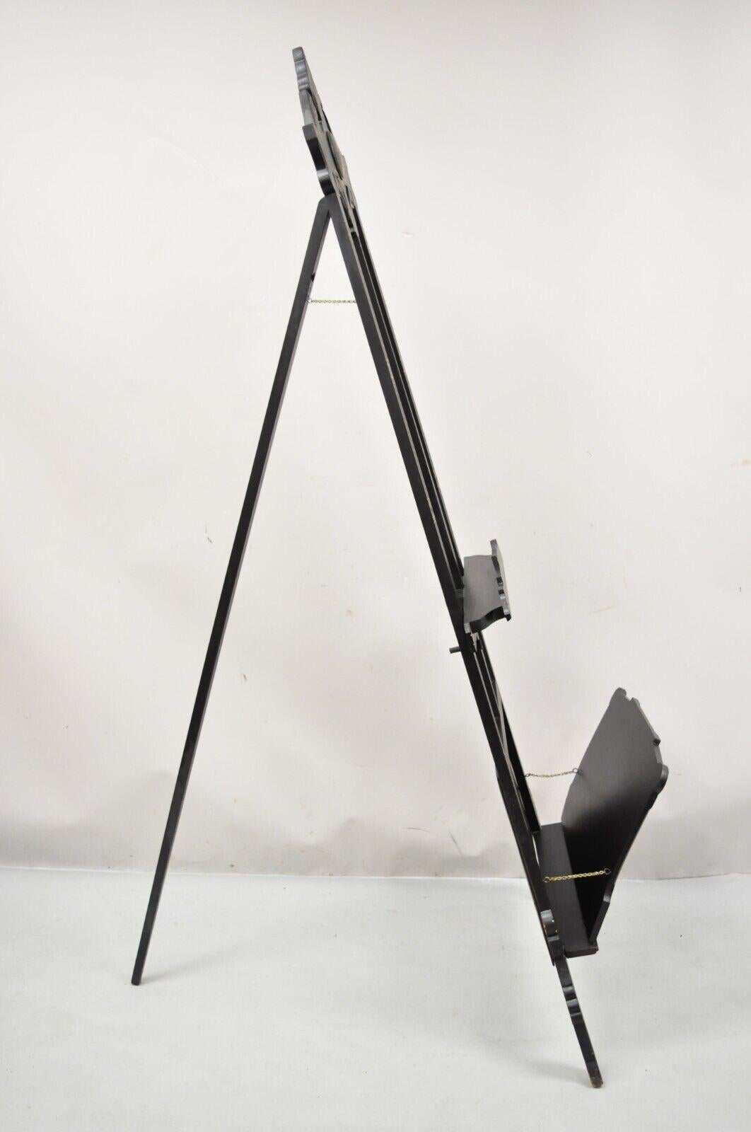 Antique Aesthetic Movement Victorian Ebonized Black Easel Art Painting Stand 5