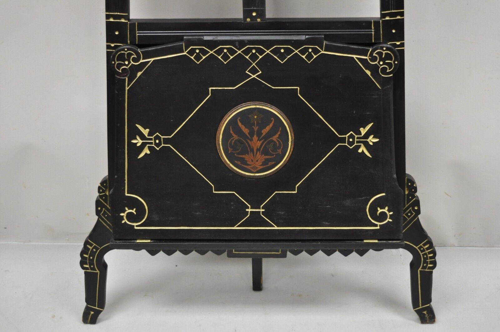 Antique Aesthetic Movement Victorian Ebonized Black Easel Art Painting Stand In Good Condition In Philadelphia, PA
