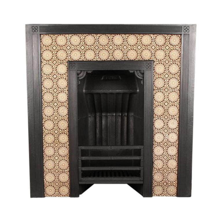 Antique Aesthetic Movement Victorian tiled fireplace insert, by Thomas Jeckyll. For Sale