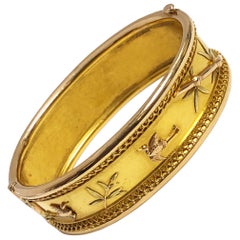 Antique Aesthetic Movement Yellow Gold Bangle Bracelet in the Japanese Style