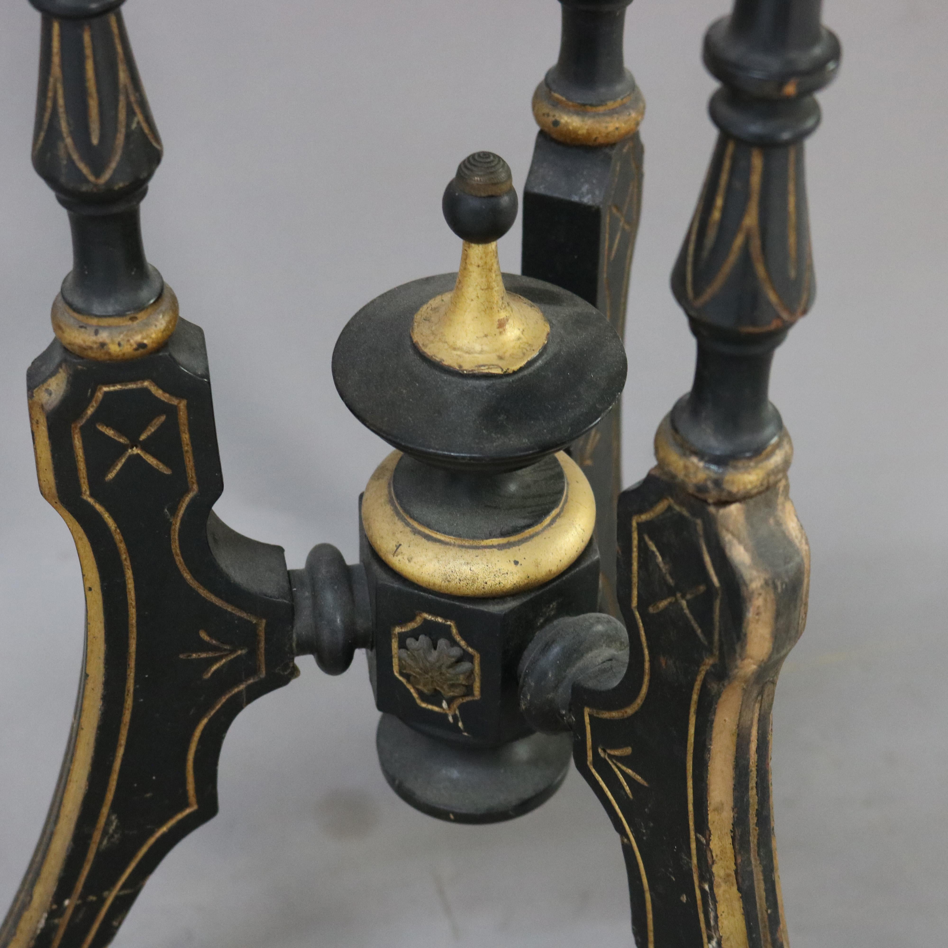 Antique Aesthetic Parcel Gilt & Ebonized Marble Top Fern Stand C1890 6