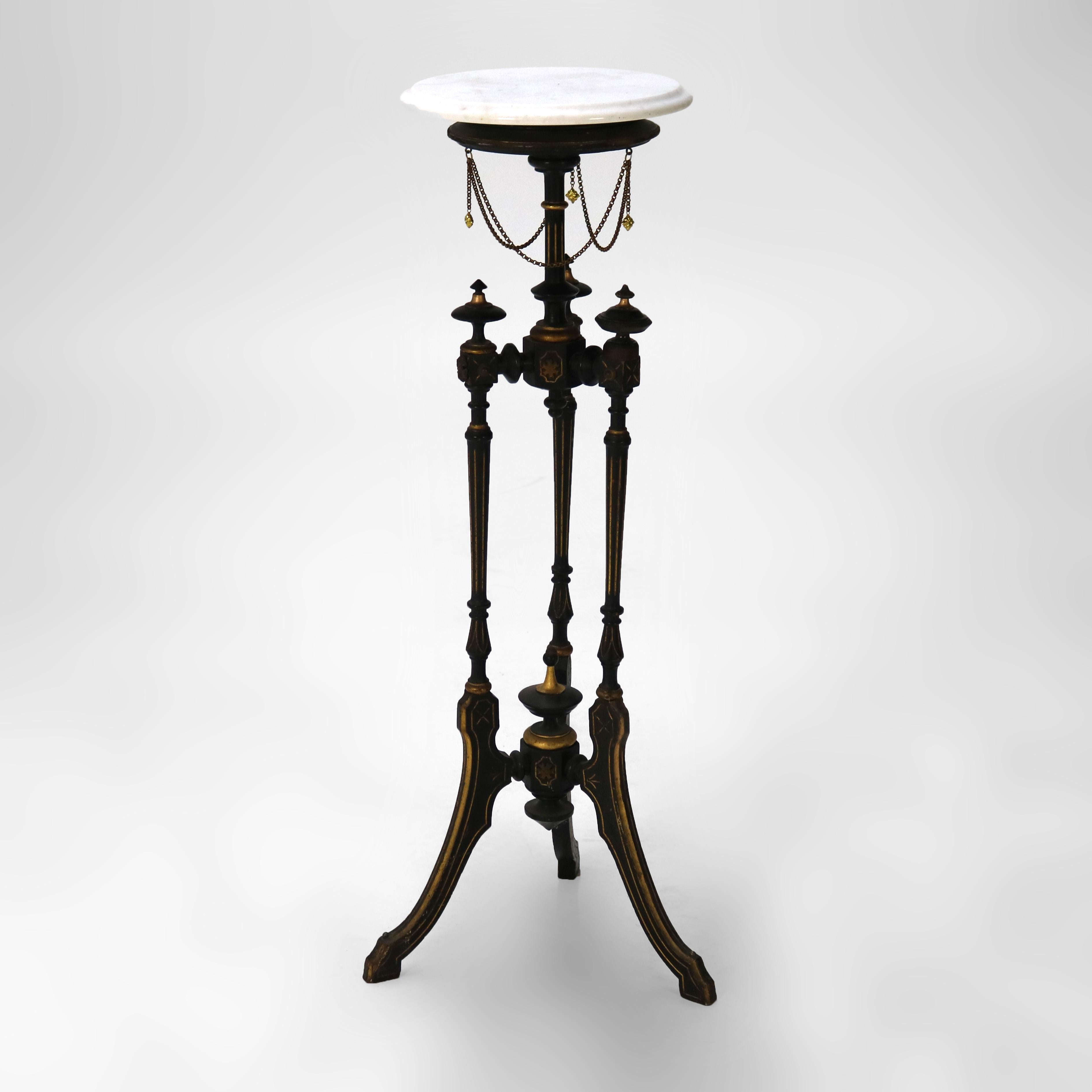 ***Reduced In-House Delivery Rates - Click on “Ask Seller” to Request a Quote***

Antique Aesthetic Parcel Gilt & Ebonized Marble Top Fern Stand C1890

Measures- 38.75