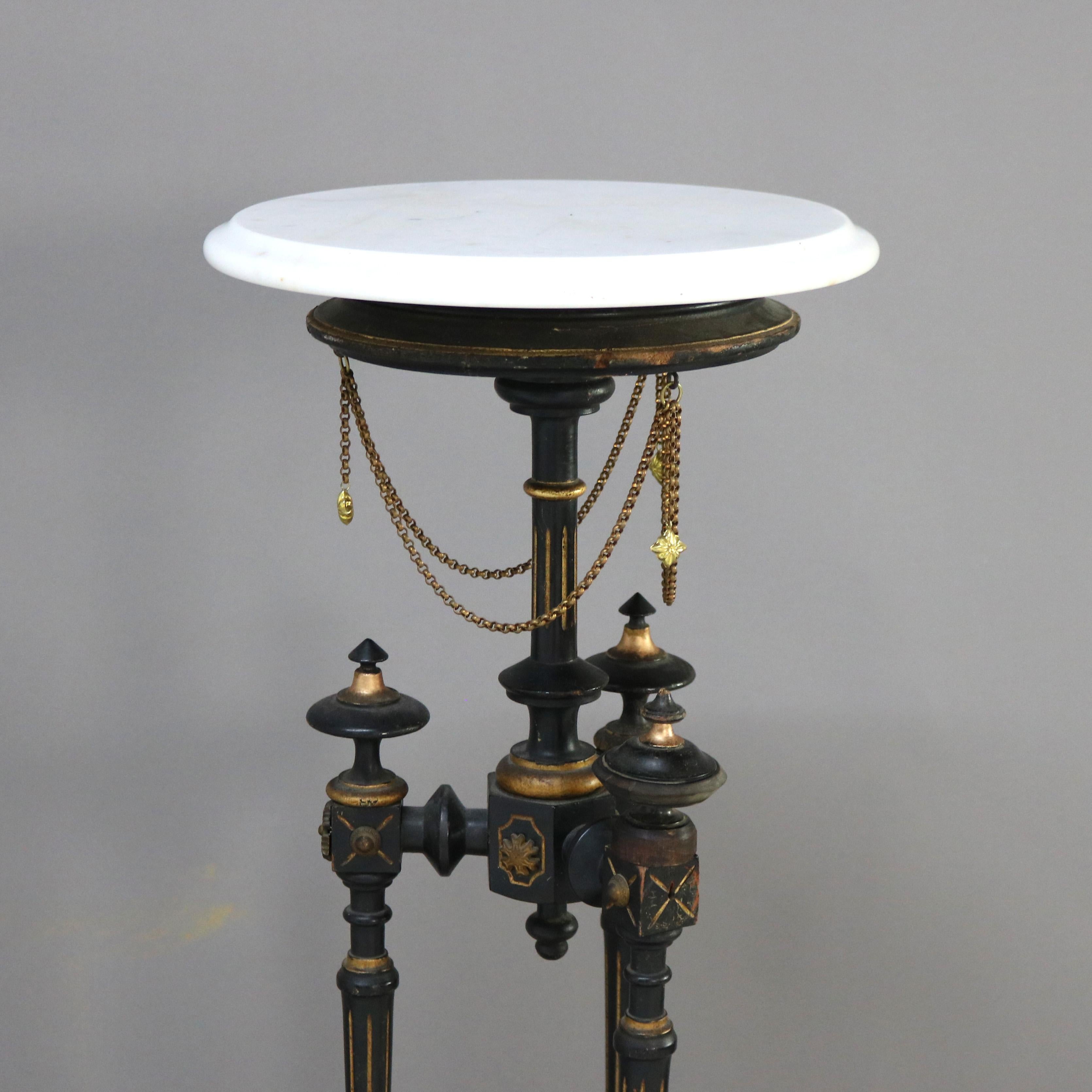 19th Century Antique Aesthetic Parcel Gilt & Ebonized Marble Top Fern Stand C1890