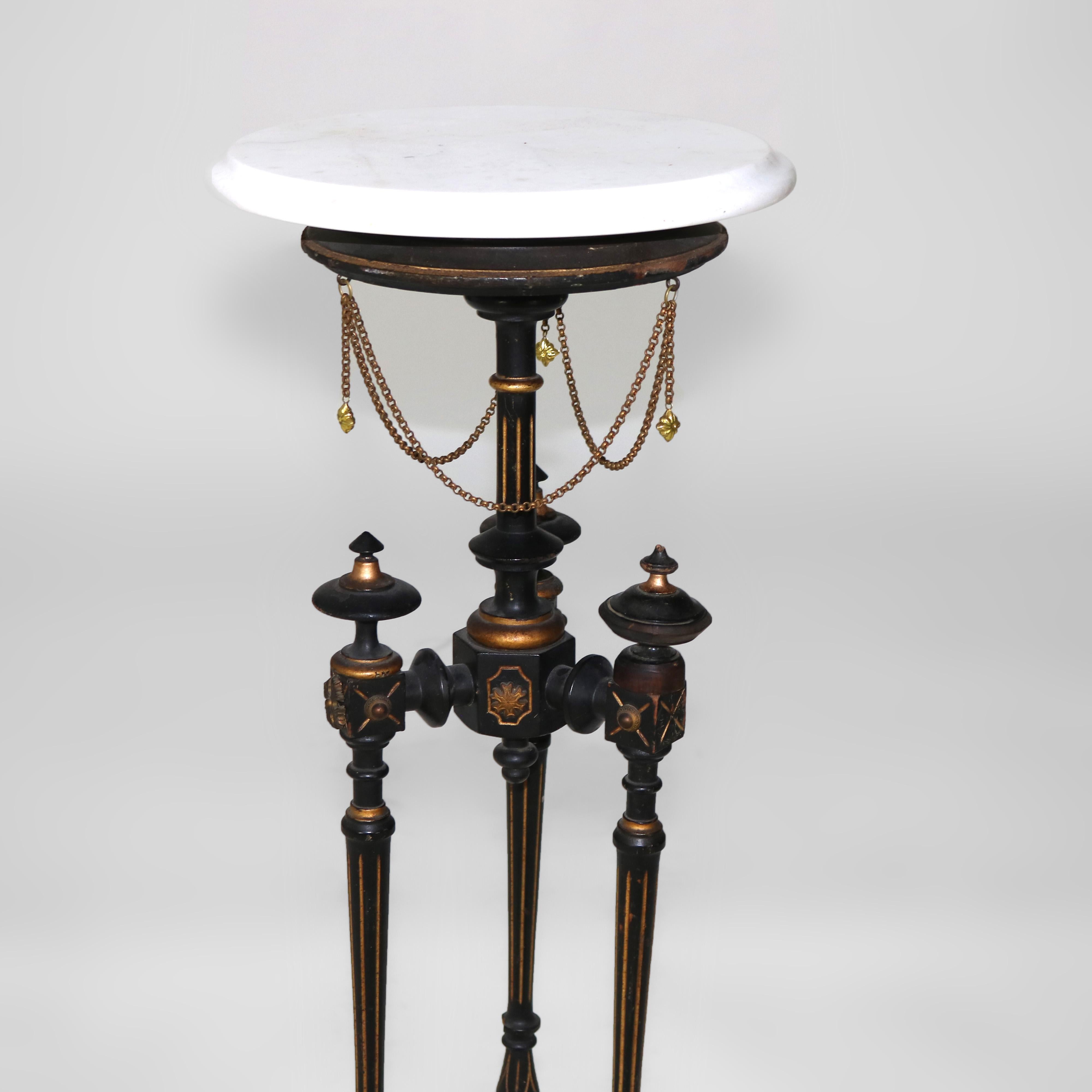 Antique Aesthetic Parcel Gilt & Ebonized Marble Top Fern Stand C1890 1