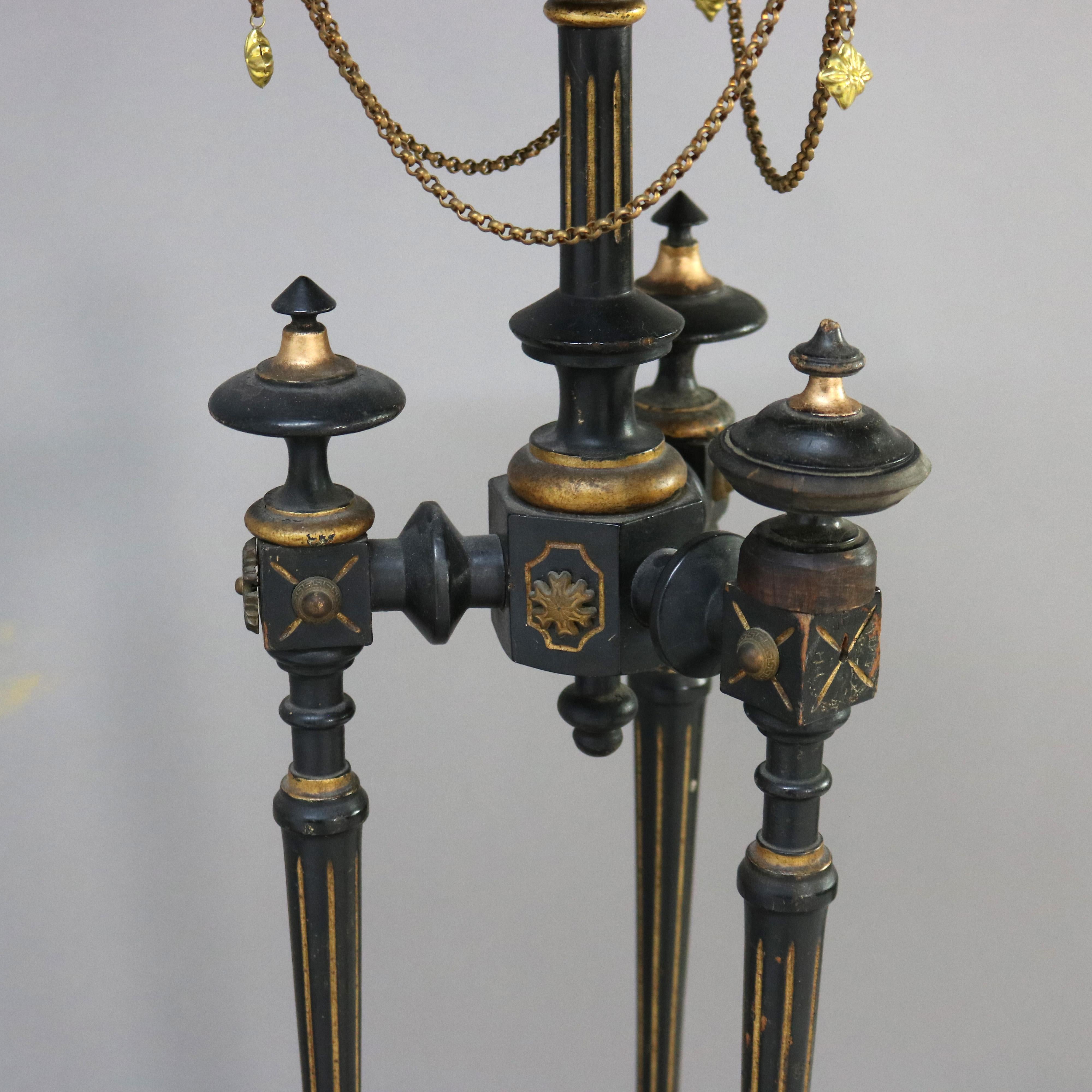 Antique Aesthetic Parcel Gilt & Ebonized Marble Top Fern Stand C1890 2