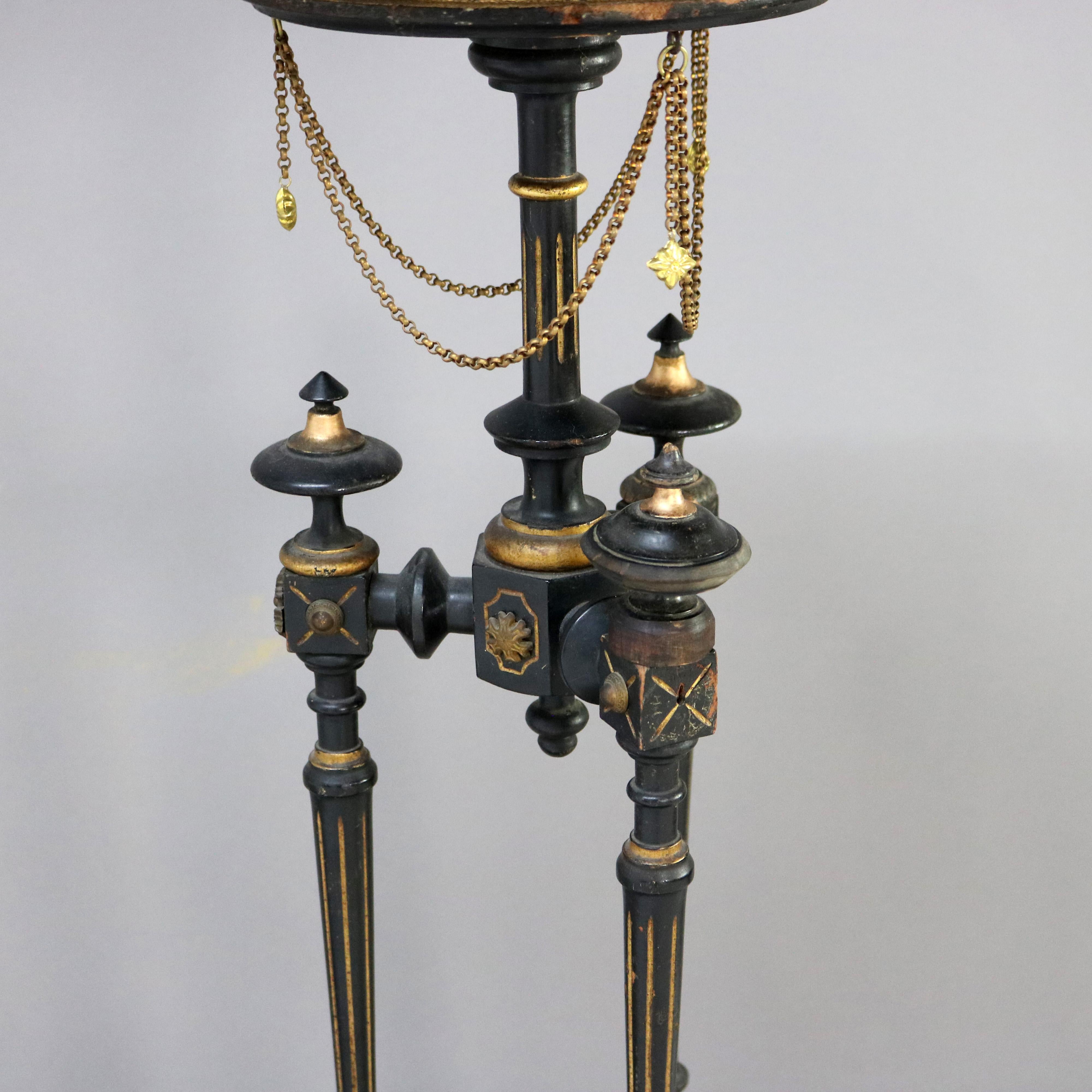 Antique Aesthetic Parcel Gilt & Ebonized Marble Top Fern Stand C1890 3