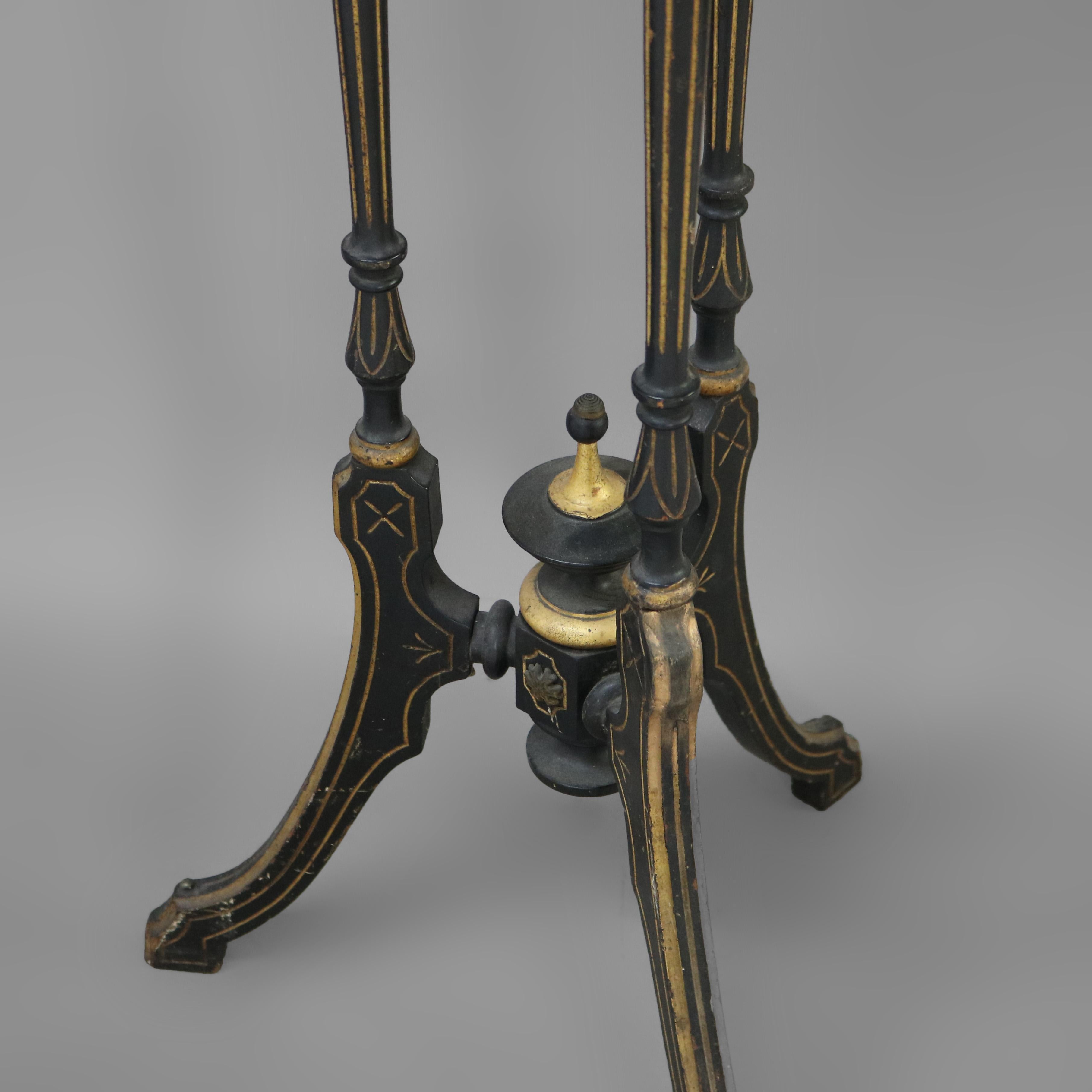 Antique Aesthetic Parcel Gilt & Ebonized Marble Top Fern Stand C1890 4