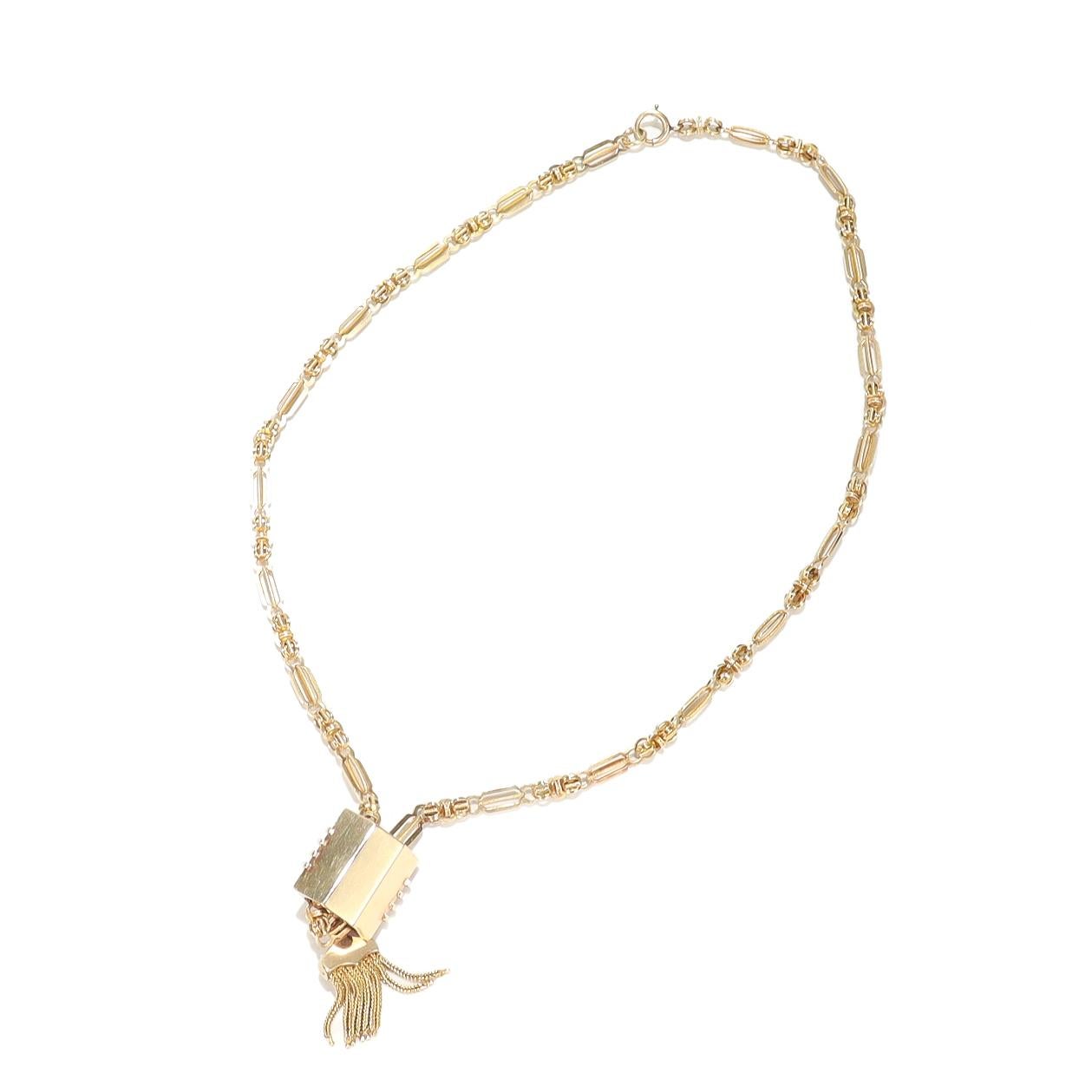 Antique Aesthetic Period 14K Yellow Gold, Enamel, & Pearl Slide Necklace For Sale 6
