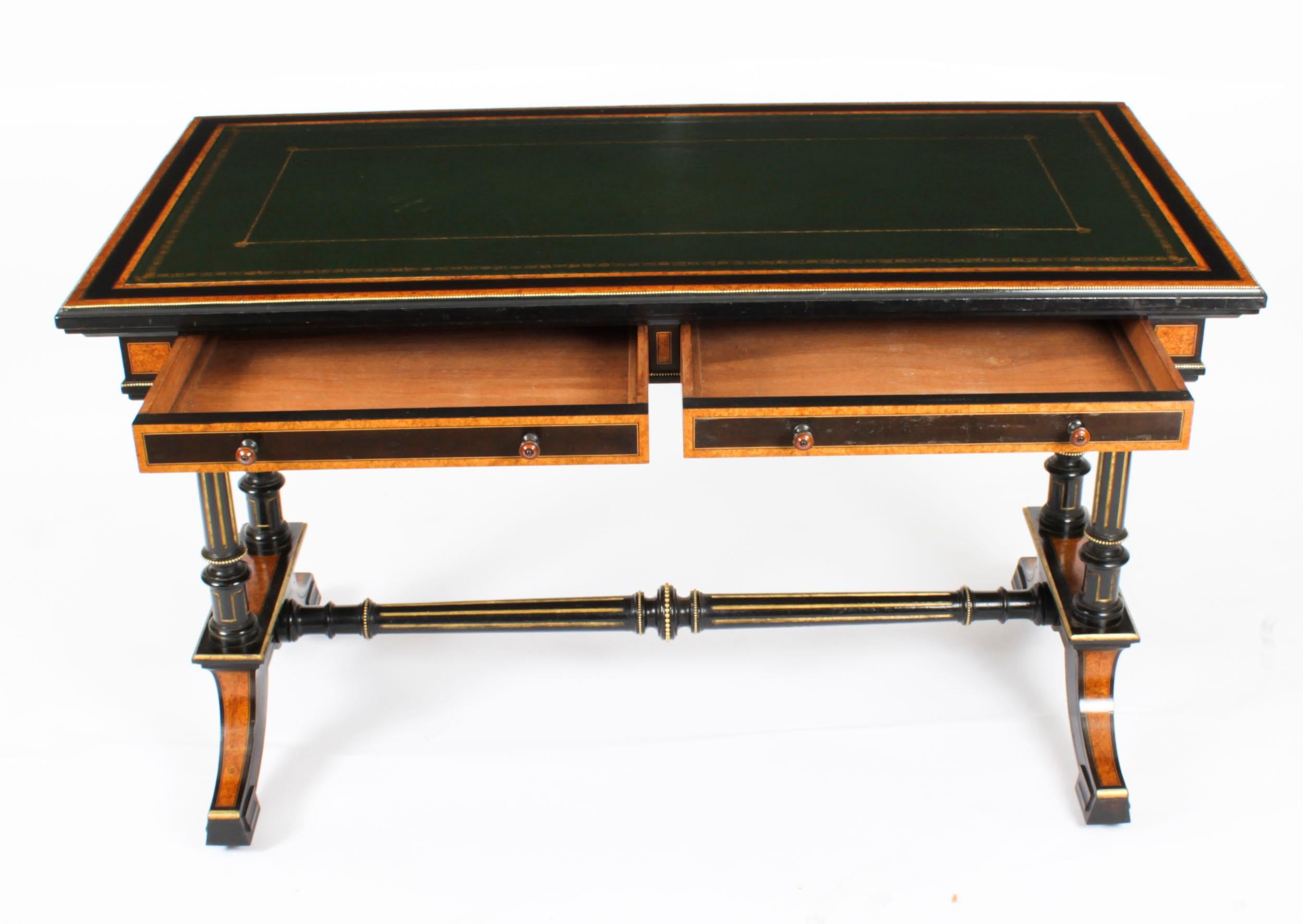 Antique Aesthetic Period Bur Maple Edward & Roberts Writing Table Desk, 19th C For Sale 8