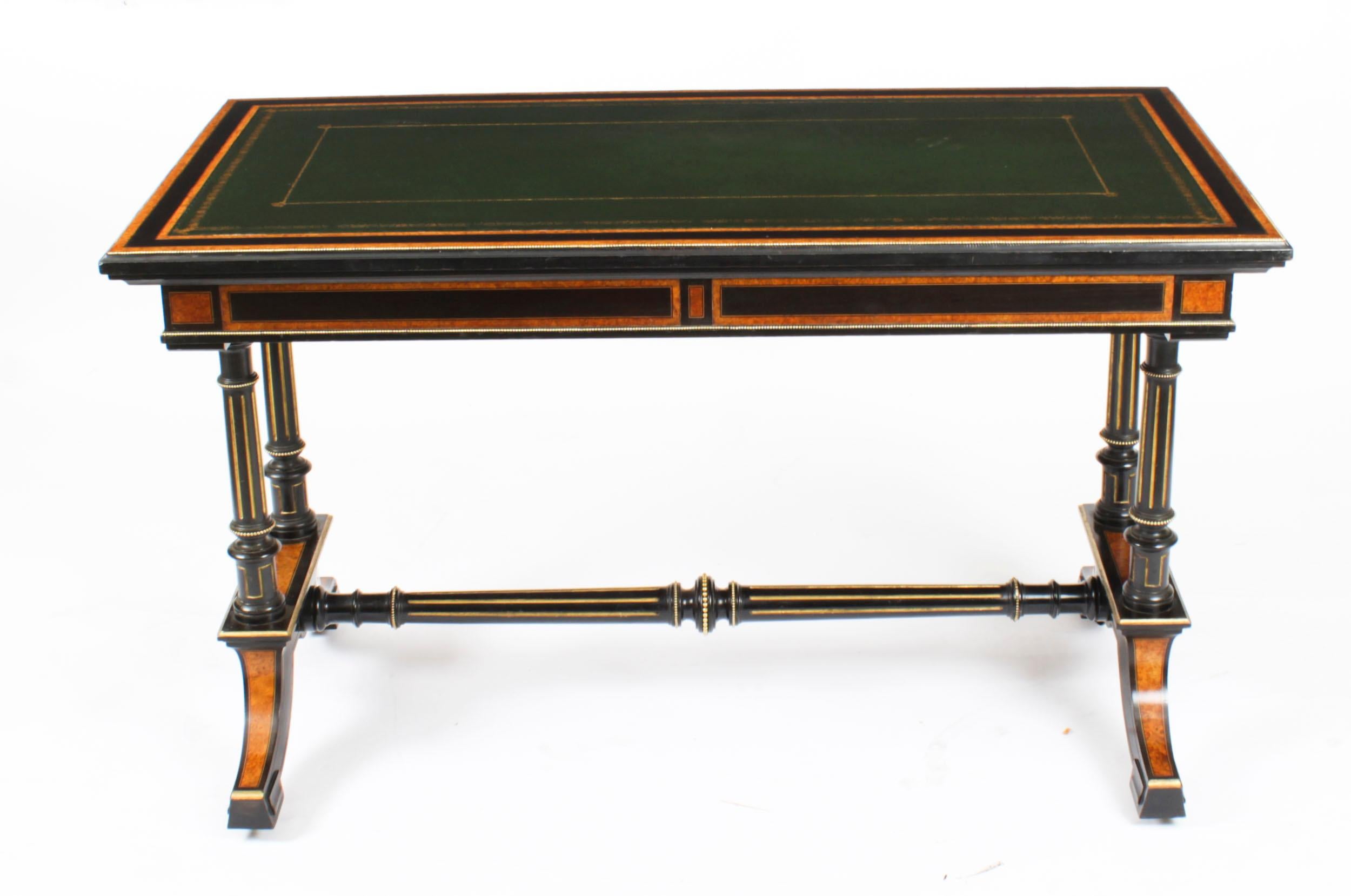 Antique Aesthetic Period Bur Maple Edward & Roberts Writing Table Desk, 19th C For Sale 12