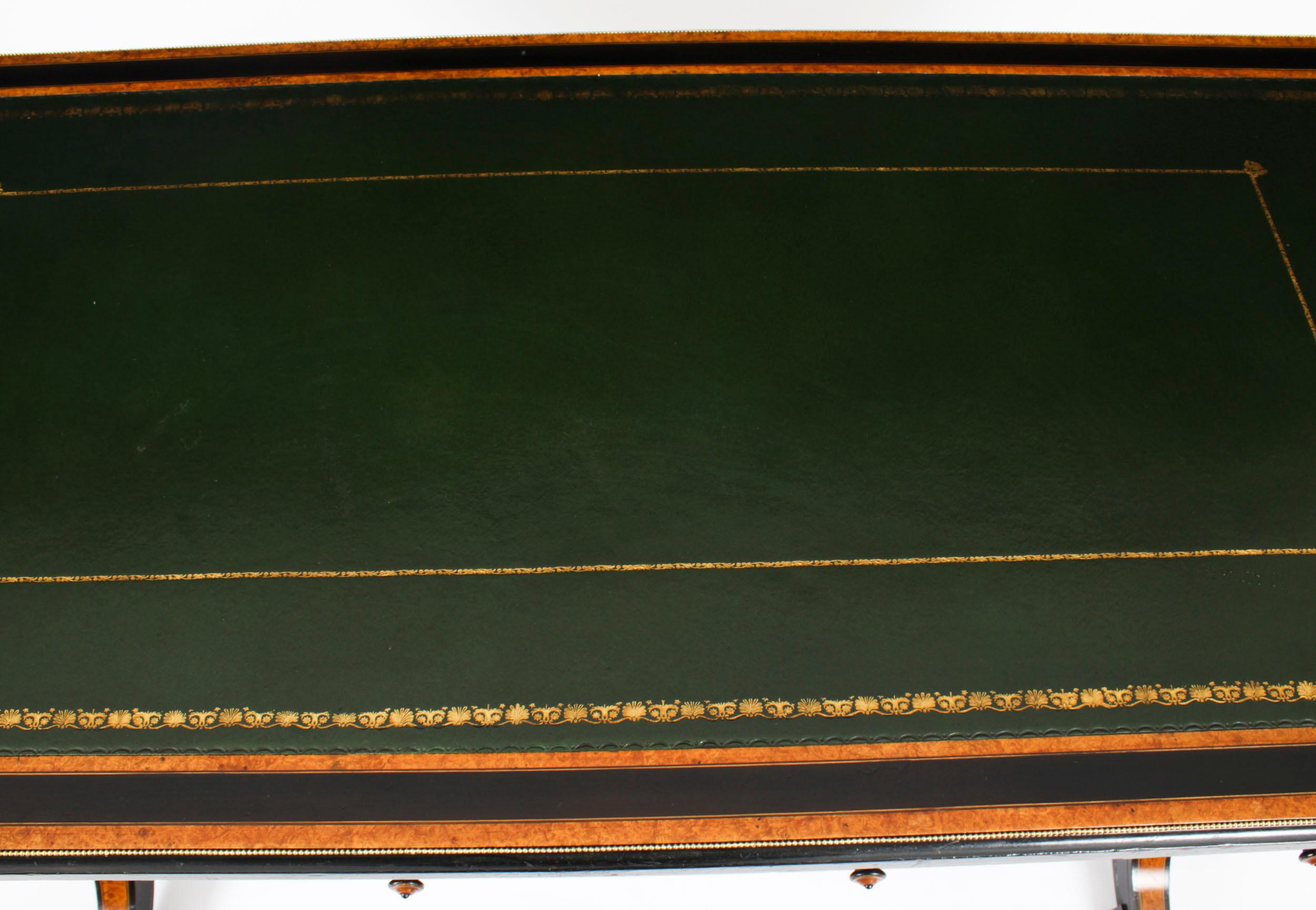 Ebonized Antique Aesthetic Period Bur Maple Edward & Roberts Writing Table Desk, 19th C For Sale