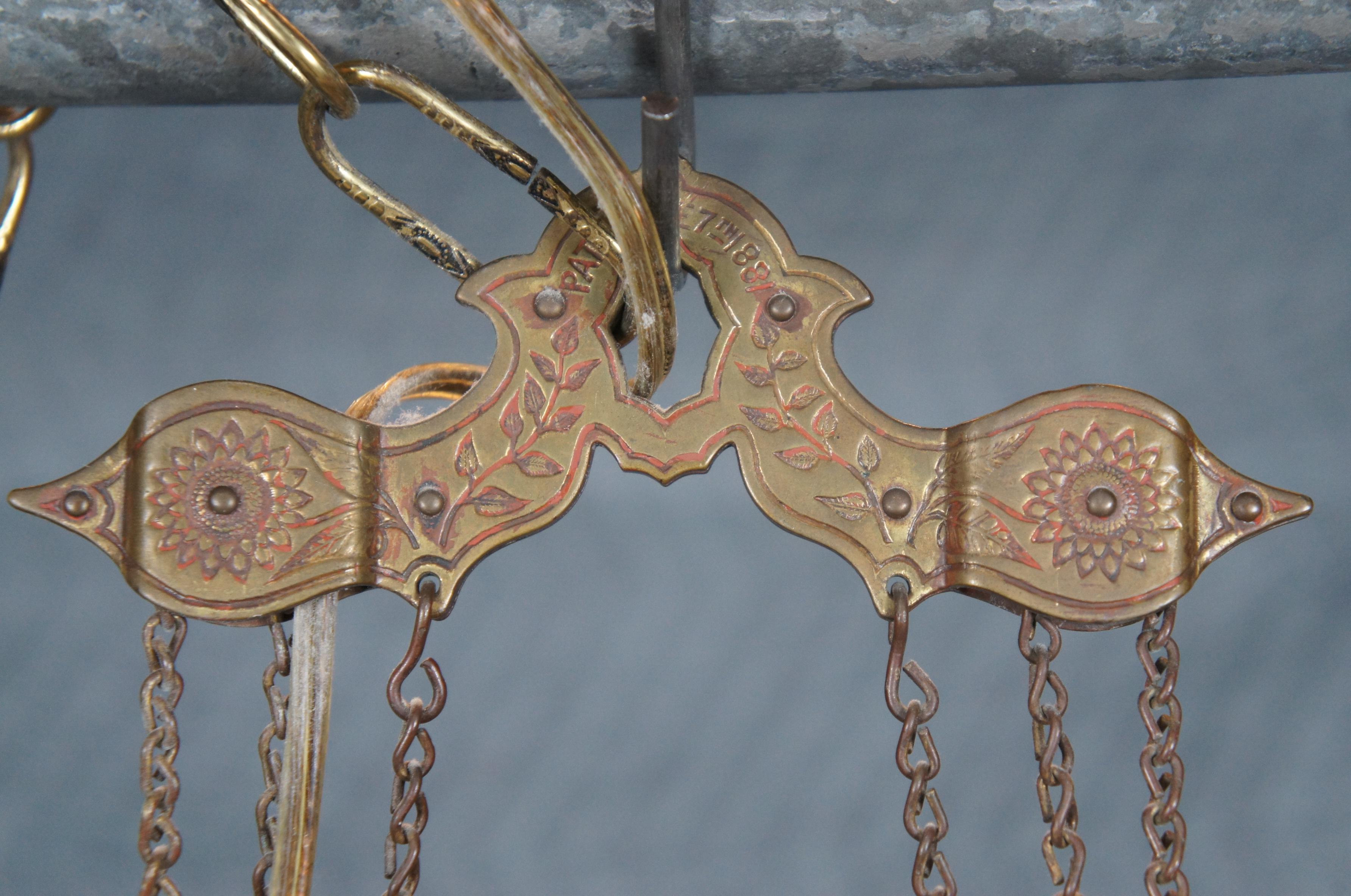 19th Century Antique Aesthetic Period Hurricane Parlor Oil Lamp Pendant Light Chandelier For Sale