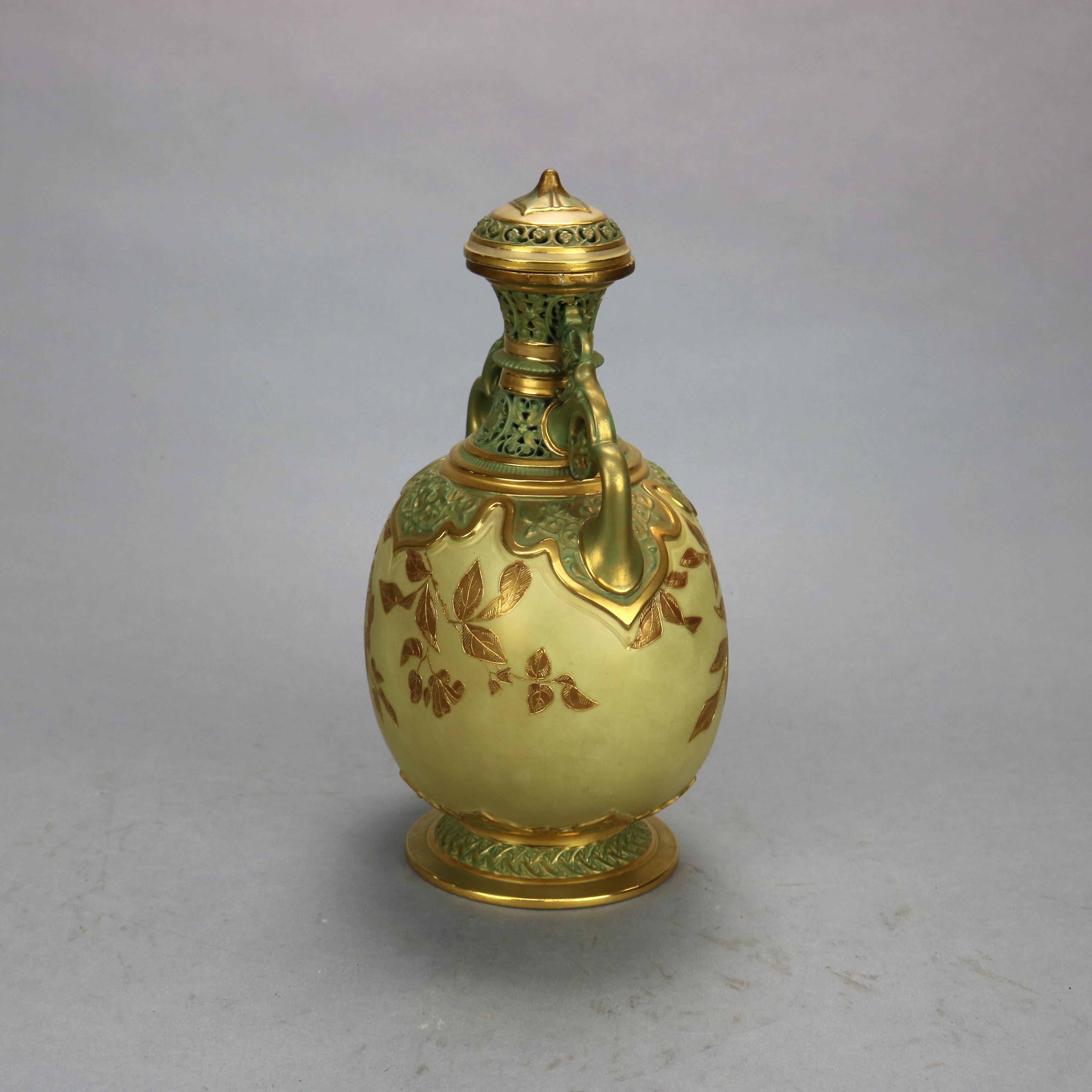 Antique Aesthetic Royal Worcester Reticulated Porcelain Urn 'as found', c1890 3