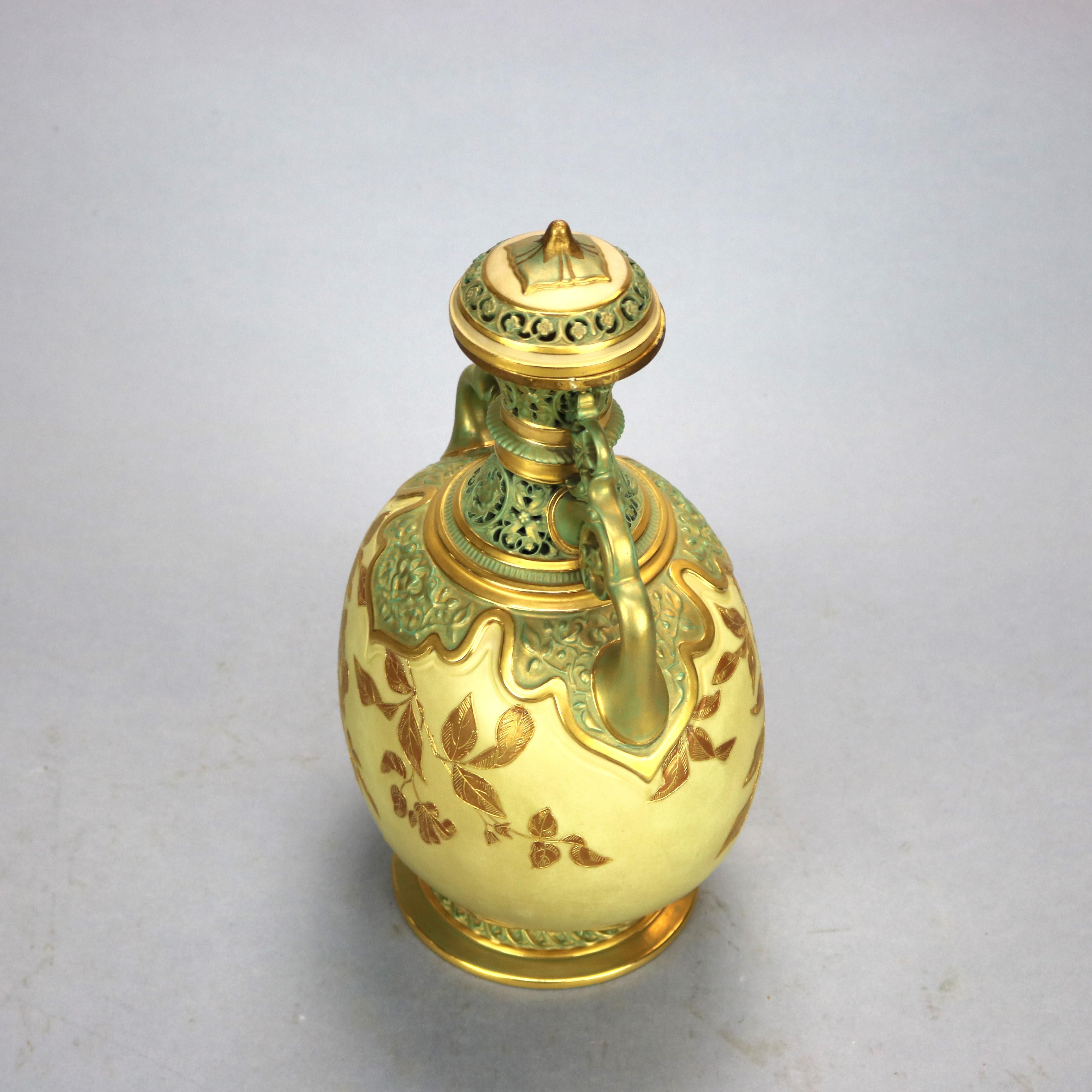 Antique Aesthetic Royal Worcester Reticulated Porcelain Urn 'as found', c1890 4