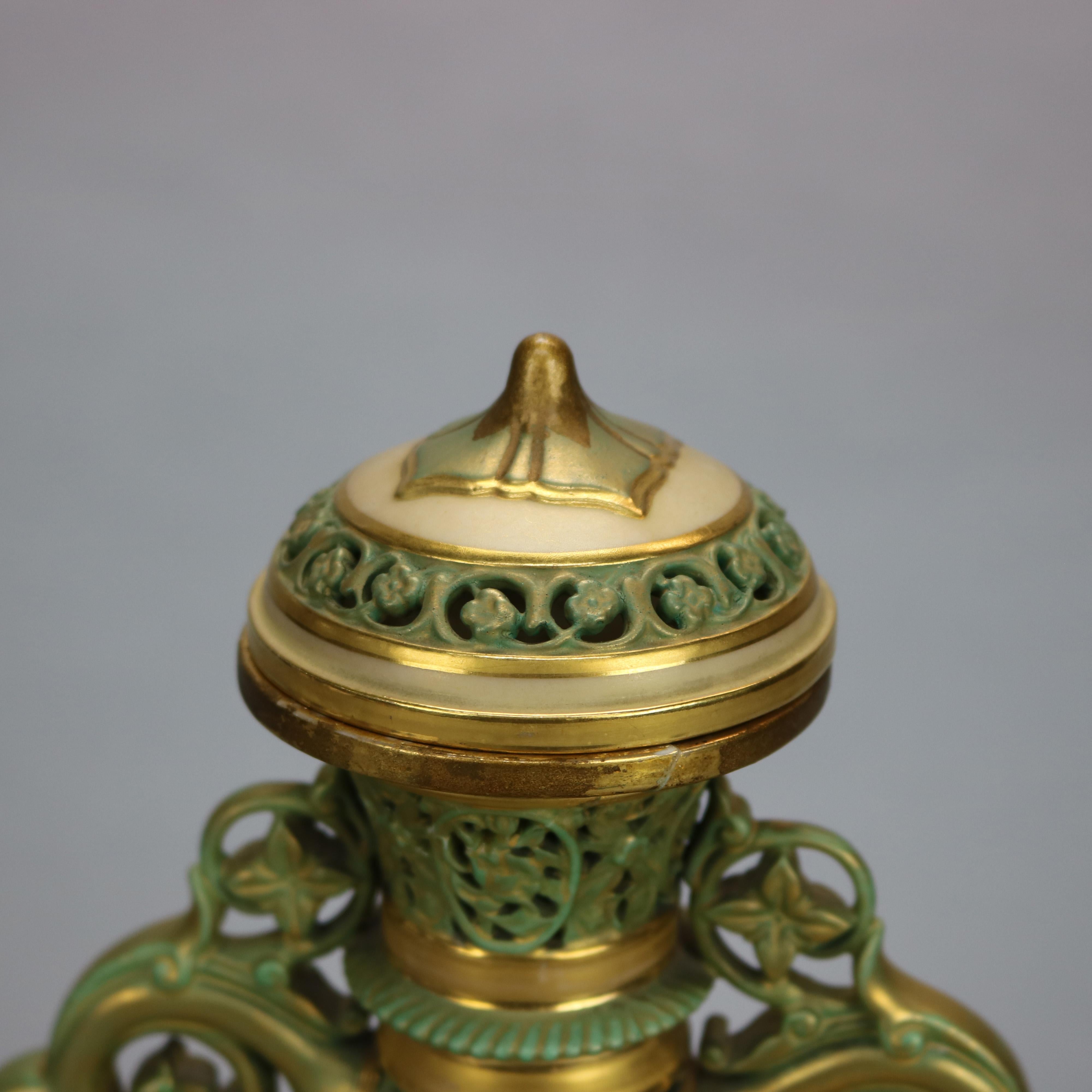 Aesthetic Movement Antique Aesthetic Royal Worcester Reticulated Porcelain Urn 'as found', c1890