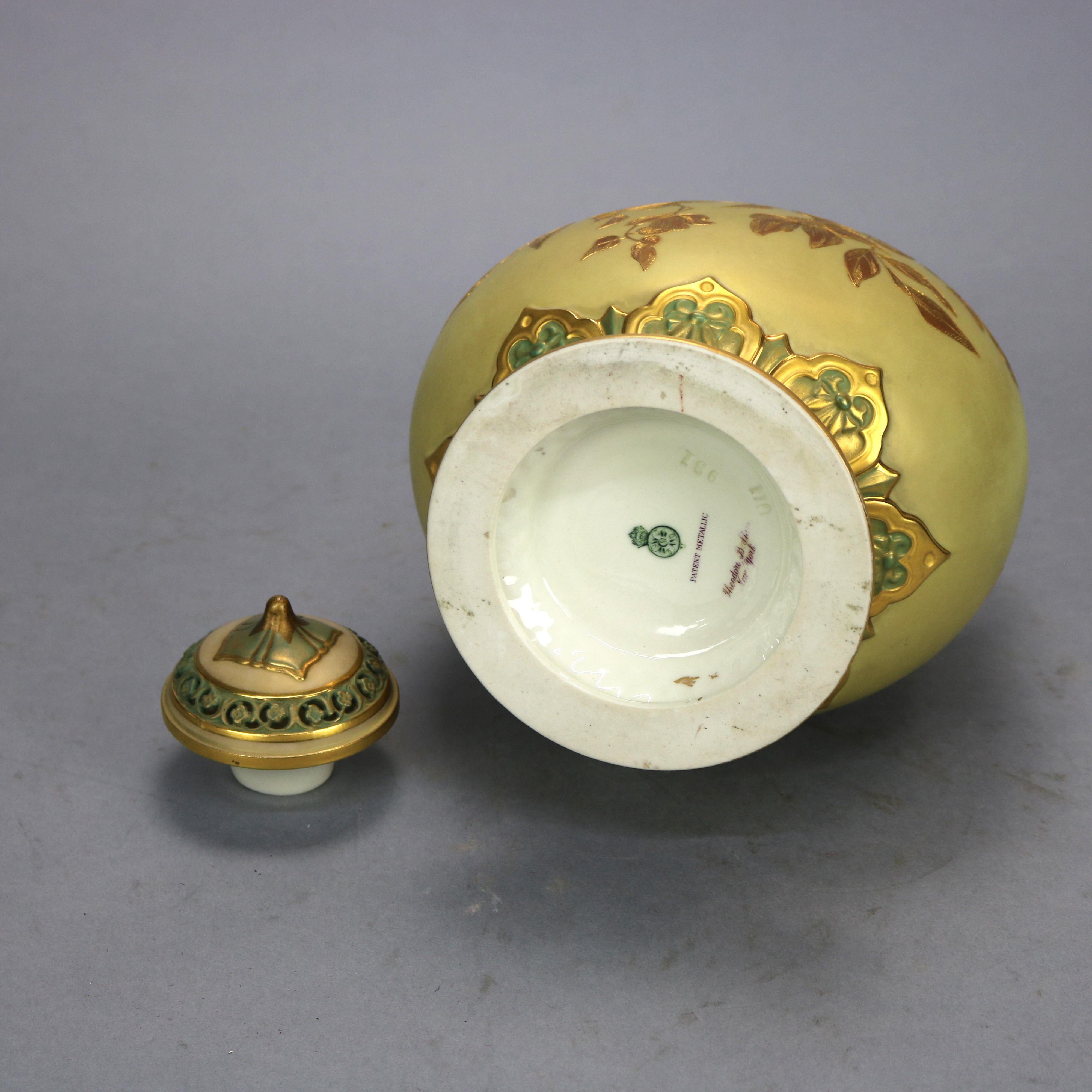 Gilt Antique Aesthetic Royal Worcester Reticulated Porcelain Urn 'as found', c1890