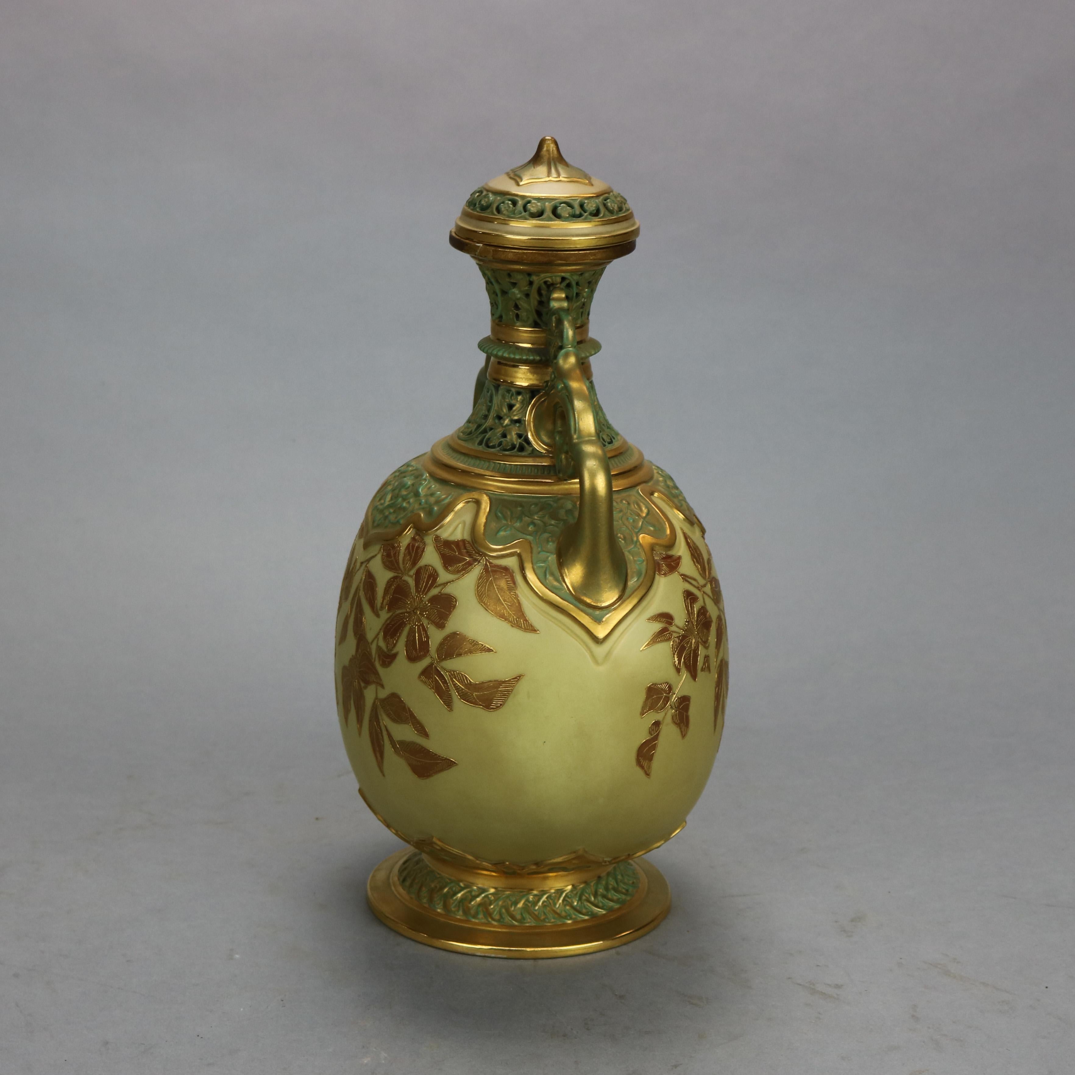 19th Century Antique Aesthetic Royal Worcester Reticulated Porcelain Urn 'as found', c1890