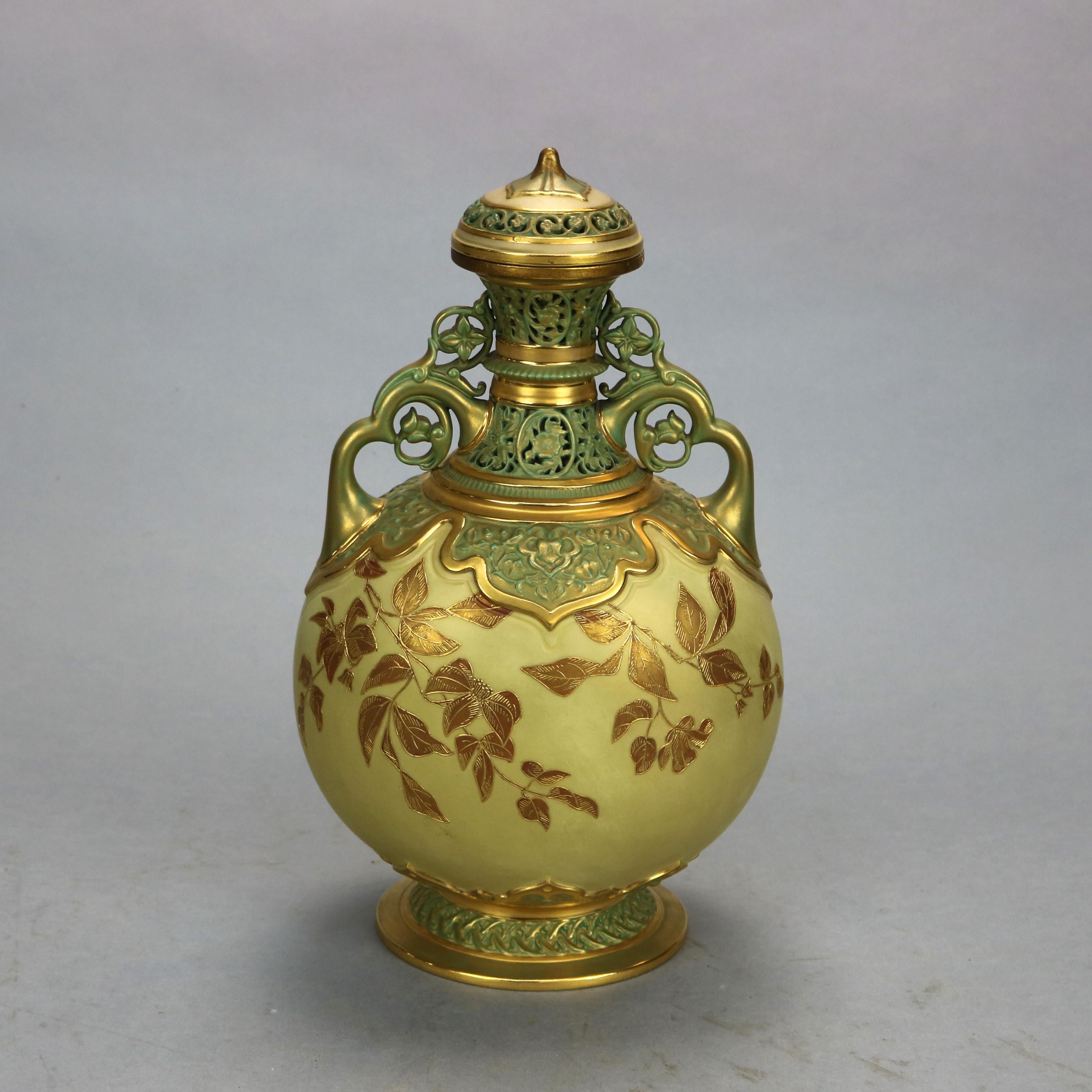 Antique Aesthetic Royal Worcester Reticulated Porcelain Urn 'as found', c1890 1