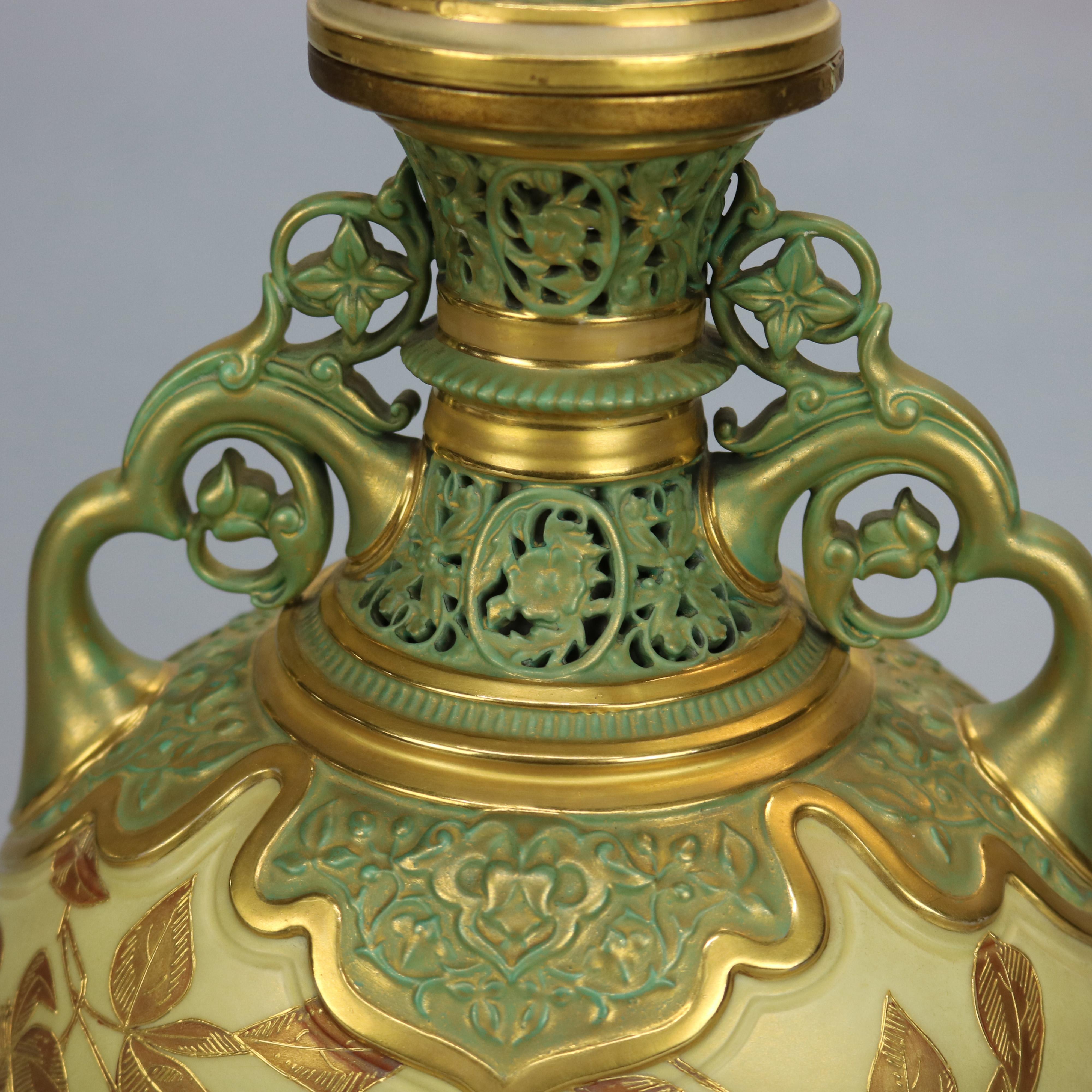 Antique Aesthetic Royal Worcester Reticulated Porcelain Urn 'as found', c1890 2