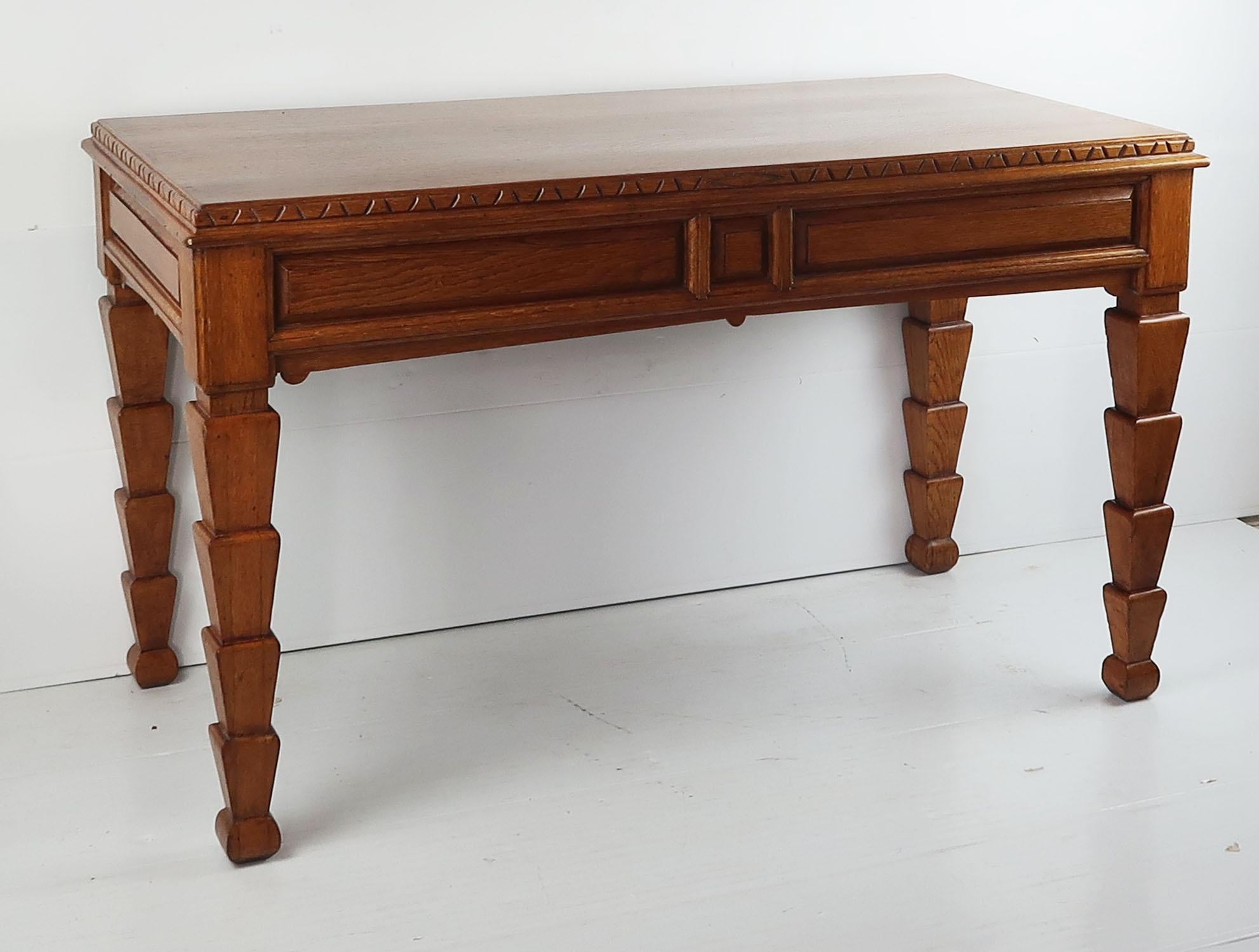 Antique Aesthetic Style Oak Library Table or Desk, circa 1900 3